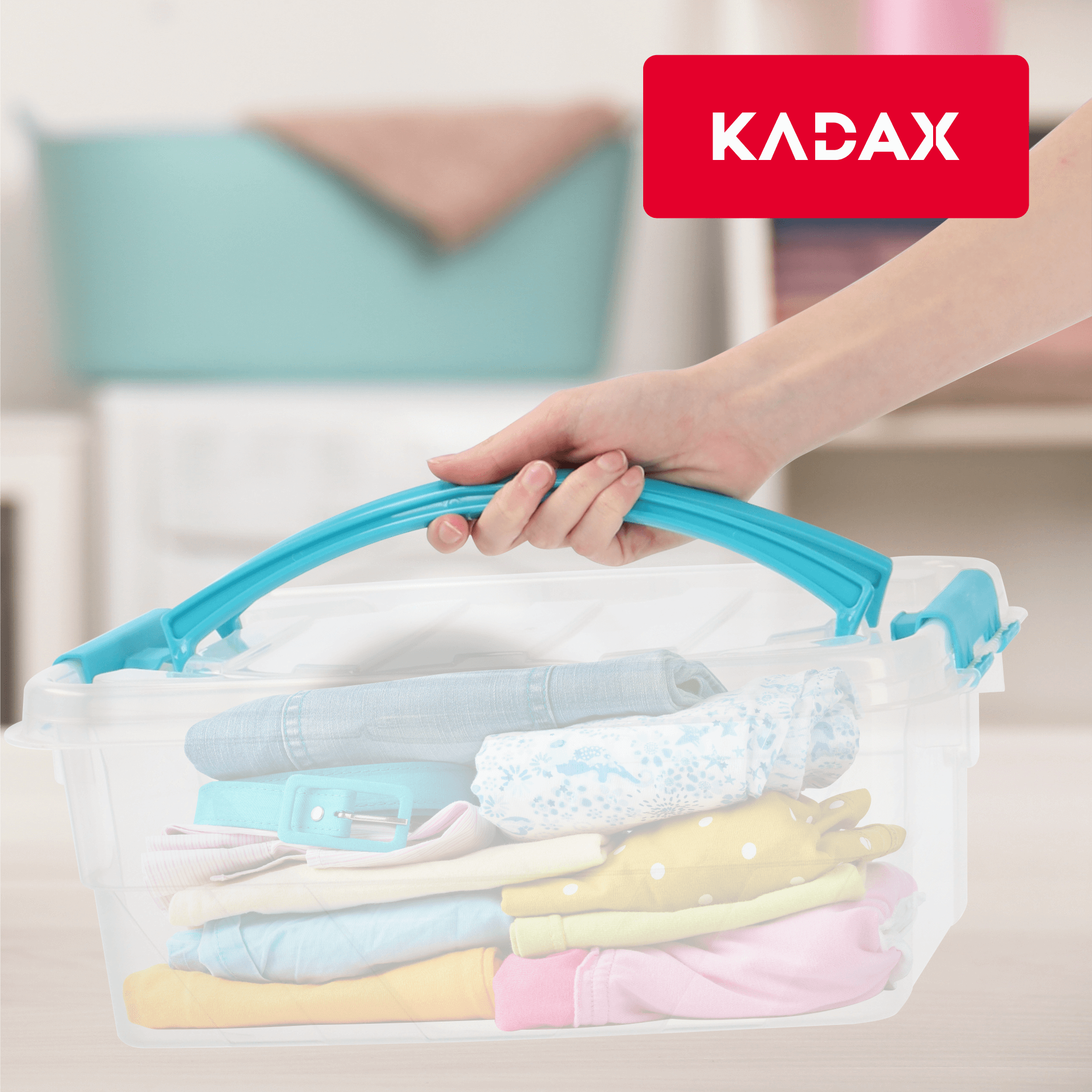 Pojemnik do przechowywana z pokrywą 9L, niebieski