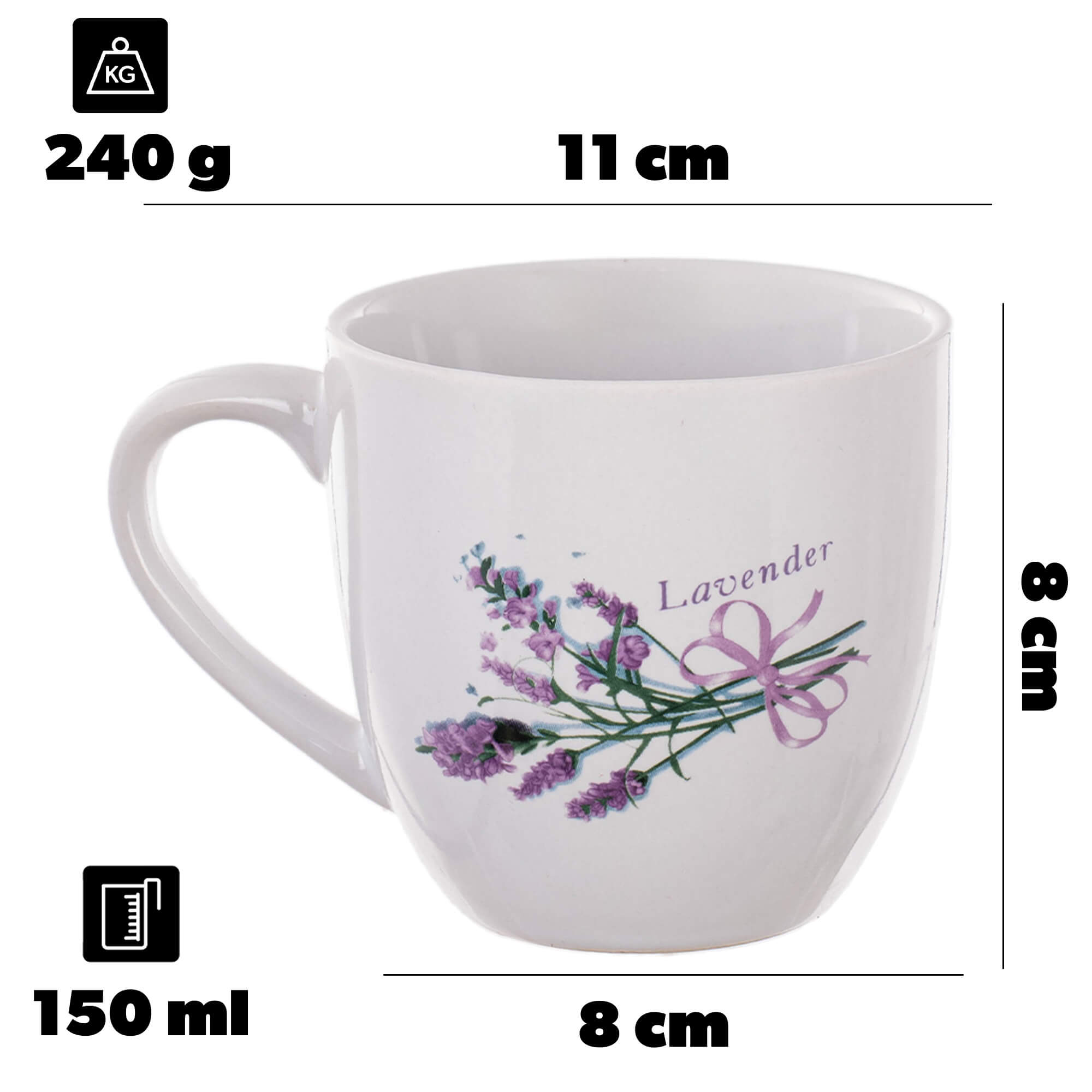 Dzbanek ceramiczny z podgrzewaczem Irais 1L + 2 kubki lawenda