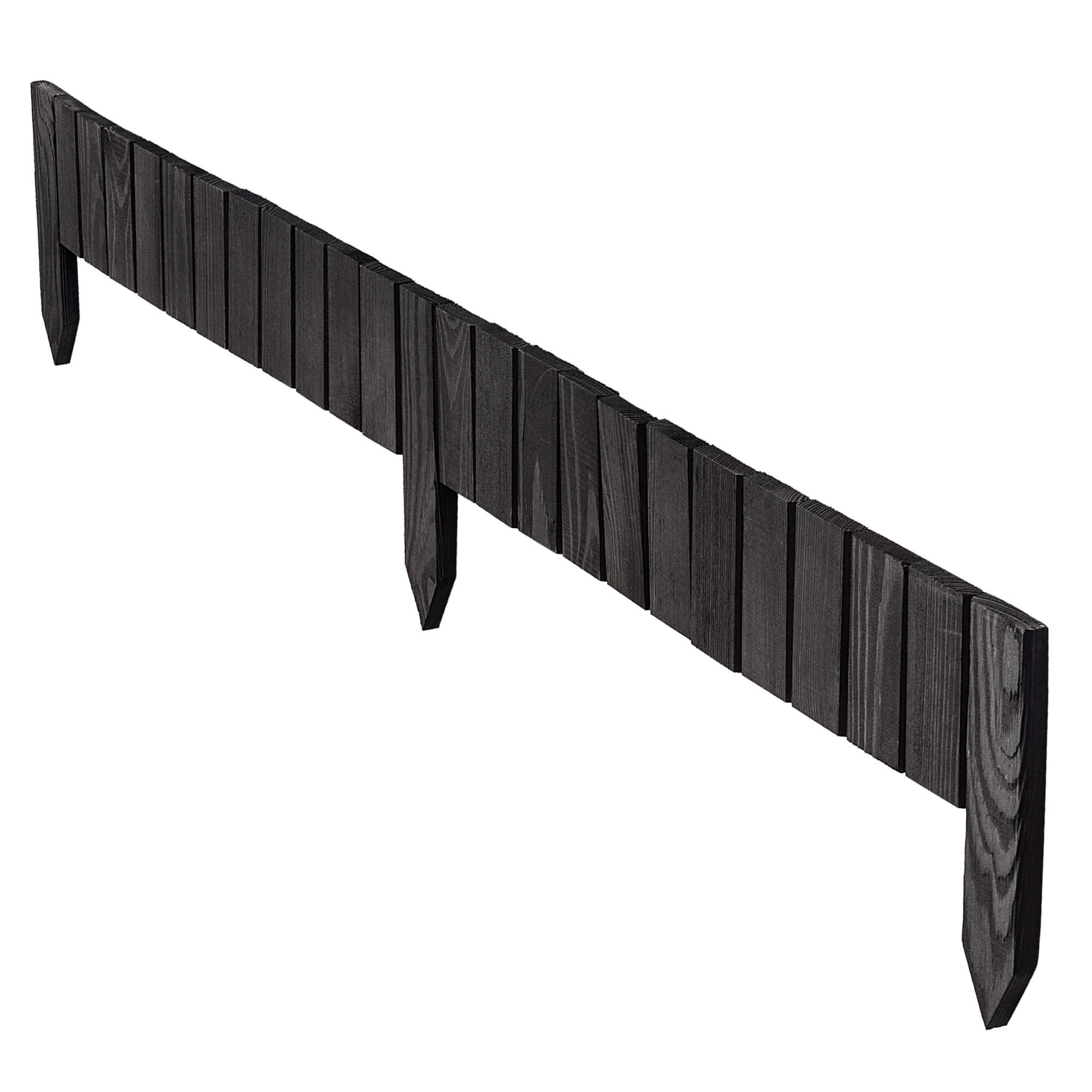 Płotek drewniany rollborder Ansjo obrzeże 115 x 10 cm antracyt