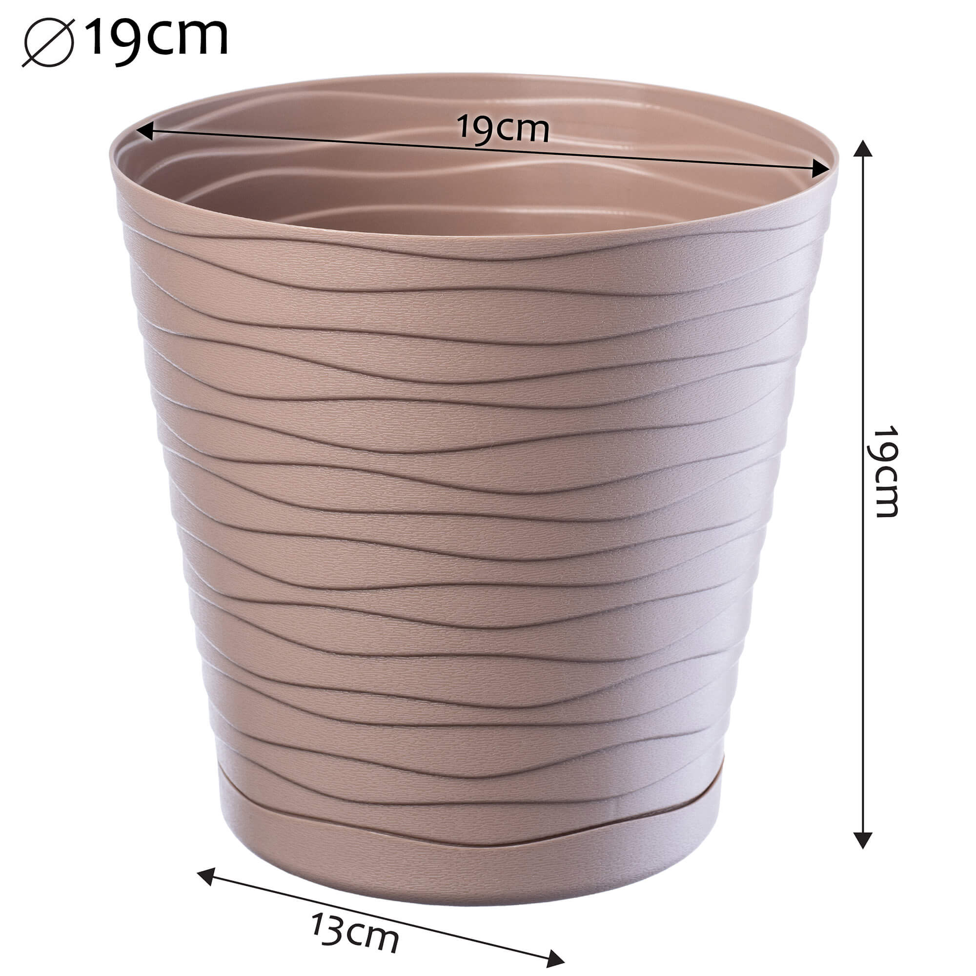 Doniczka z podstawką Greve 19 cm, beżowa