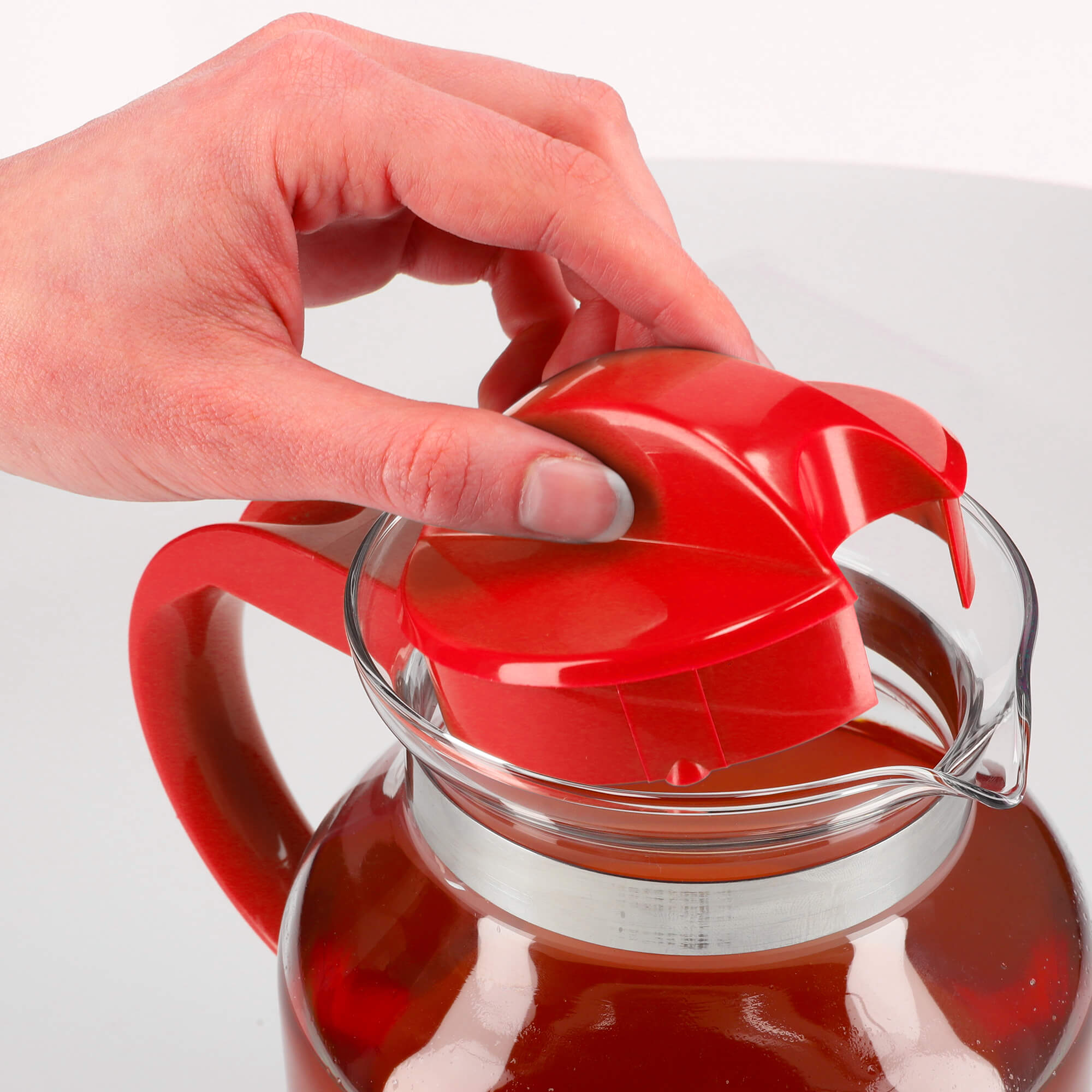 Dzbanek z pokrywką do herbaty Naveil, 1,5L czerwony