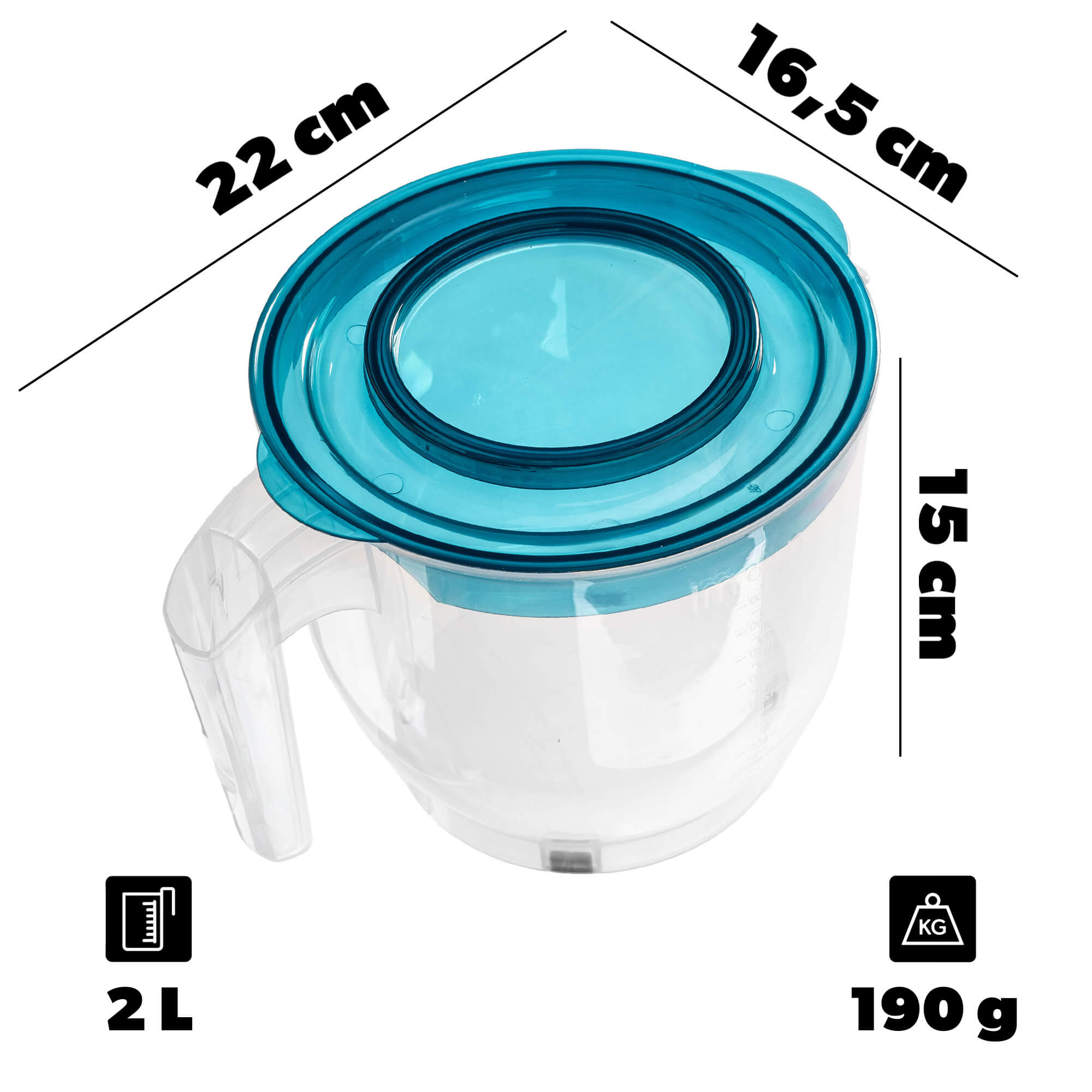 Dzbanek do miksowania Rero z miarką i pokrywką 2L turkusowy