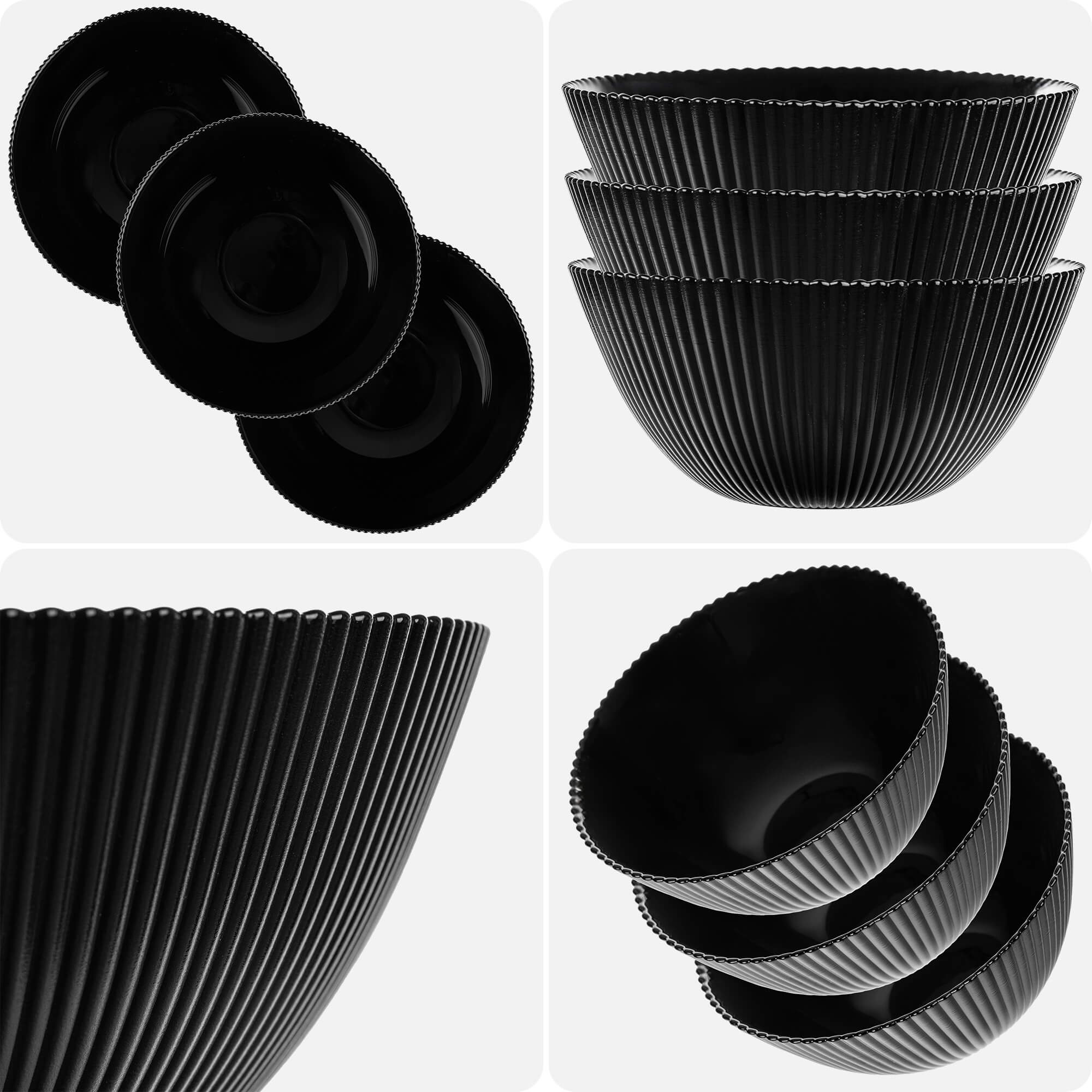 Salaterka szklana Regno 15.2 cm czarna 3 szt.