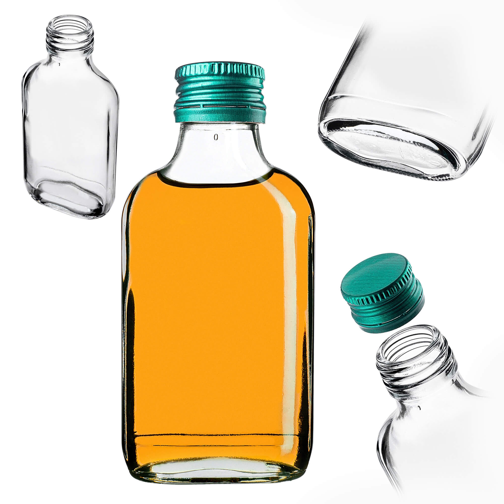Butelka piersiówka Viane 100ml z zieloną zakrętką 1 szt.
