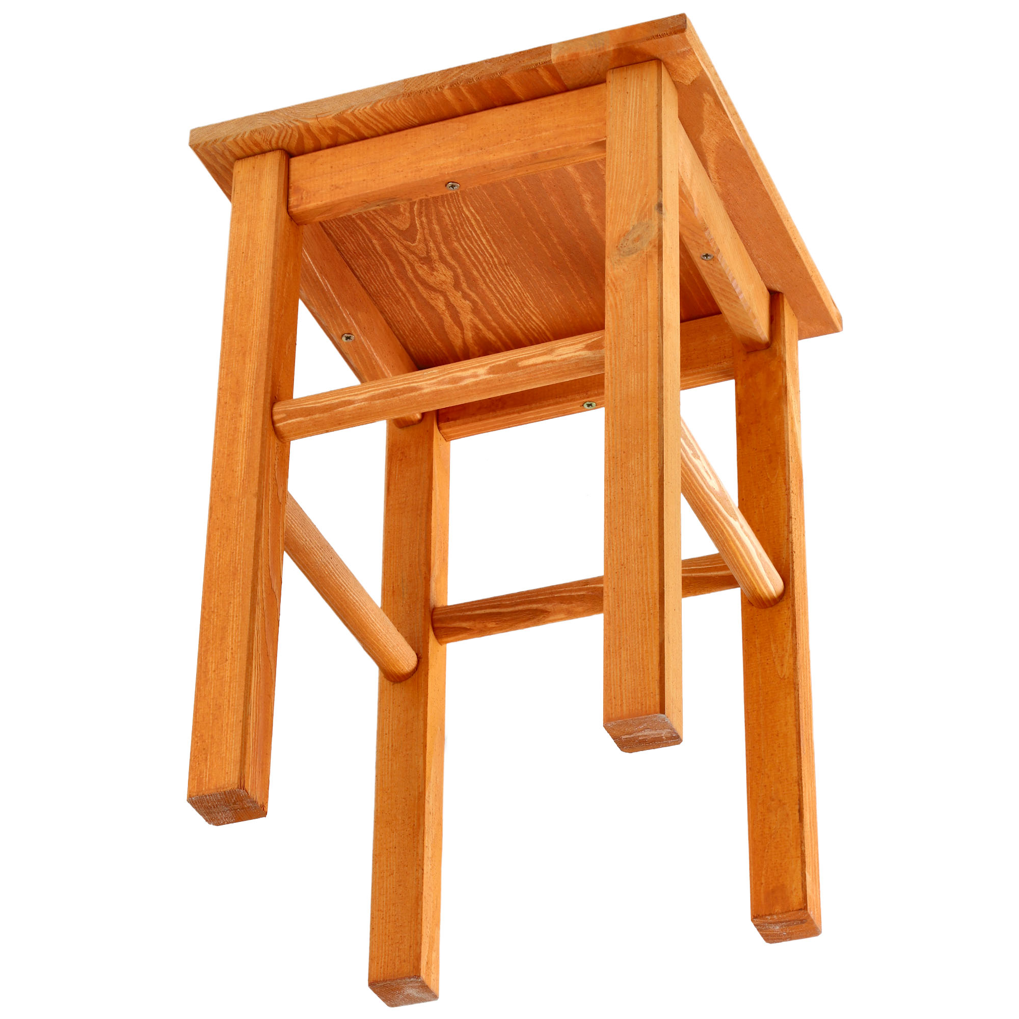 Taboret drewniany Rena 44x30 cm kwadratowy pomarańczowy