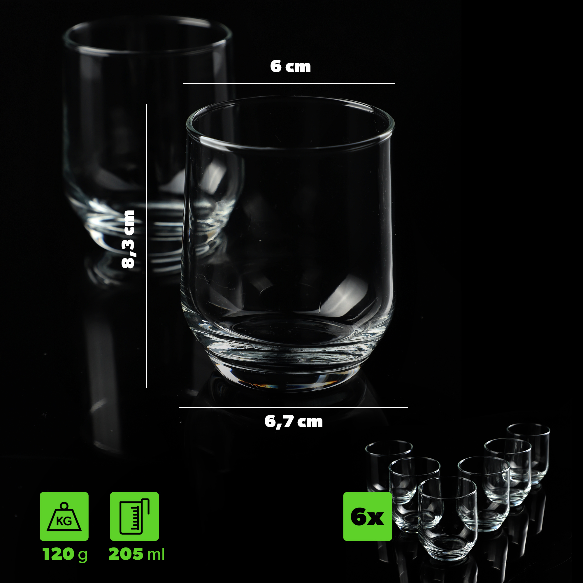 Szklanki do soku 205 ml, 6 szt.