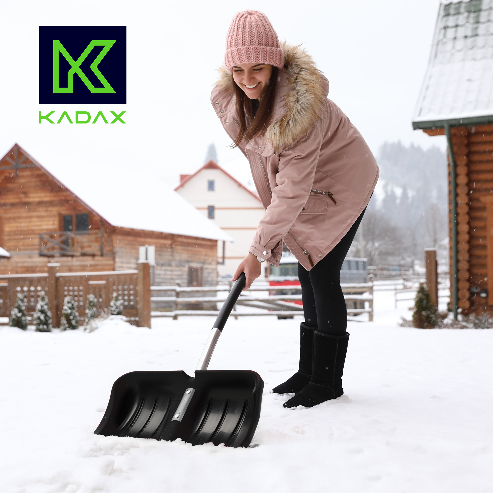 Zestaw do odśnieżania szufla czarna + saperka teleskopowa czarna