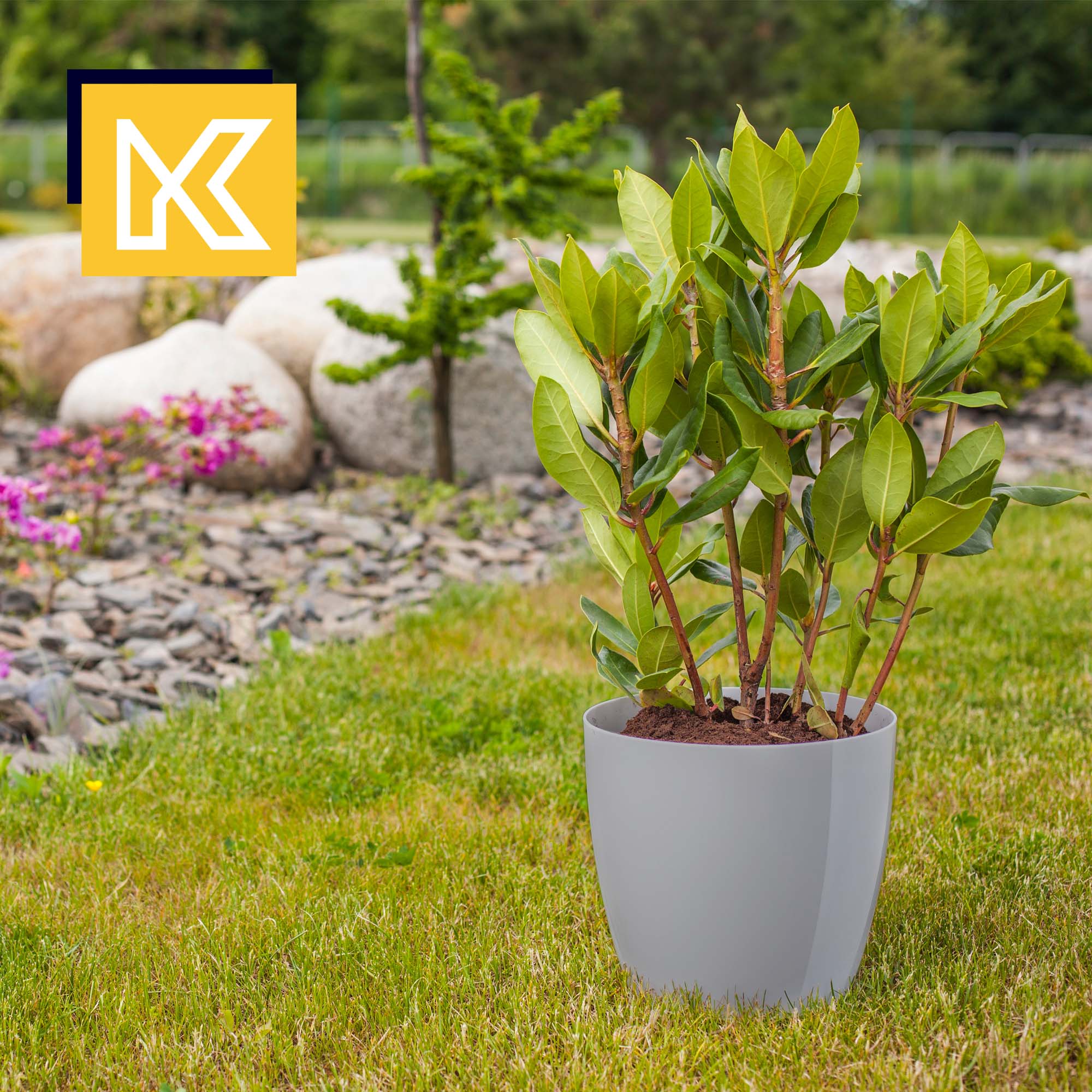 Doniczka Agen z podstawką szara 18 cm, 3 szt.