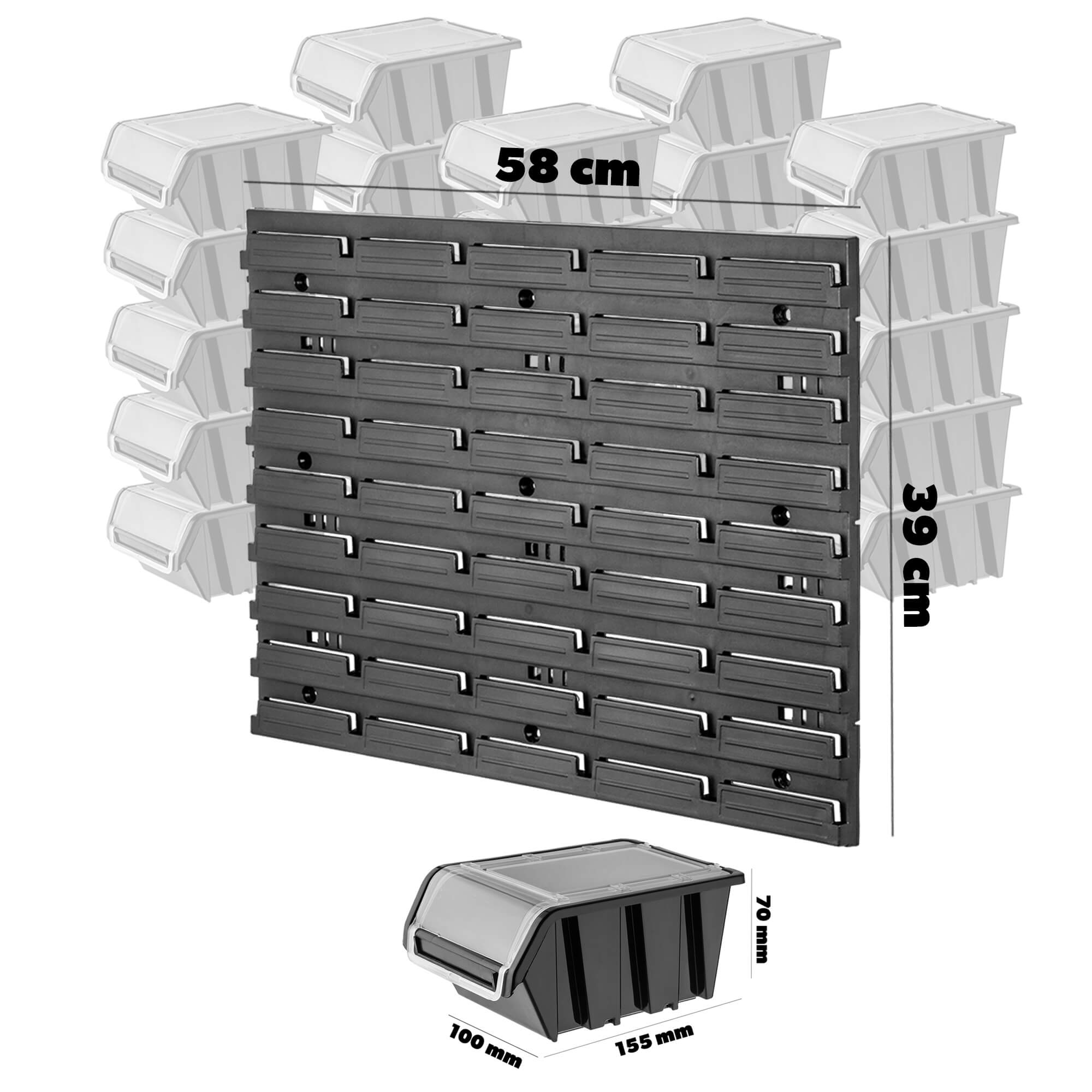 Tablica warsztatowa Lokke 25 elementów 58 x 39 cm, czarna