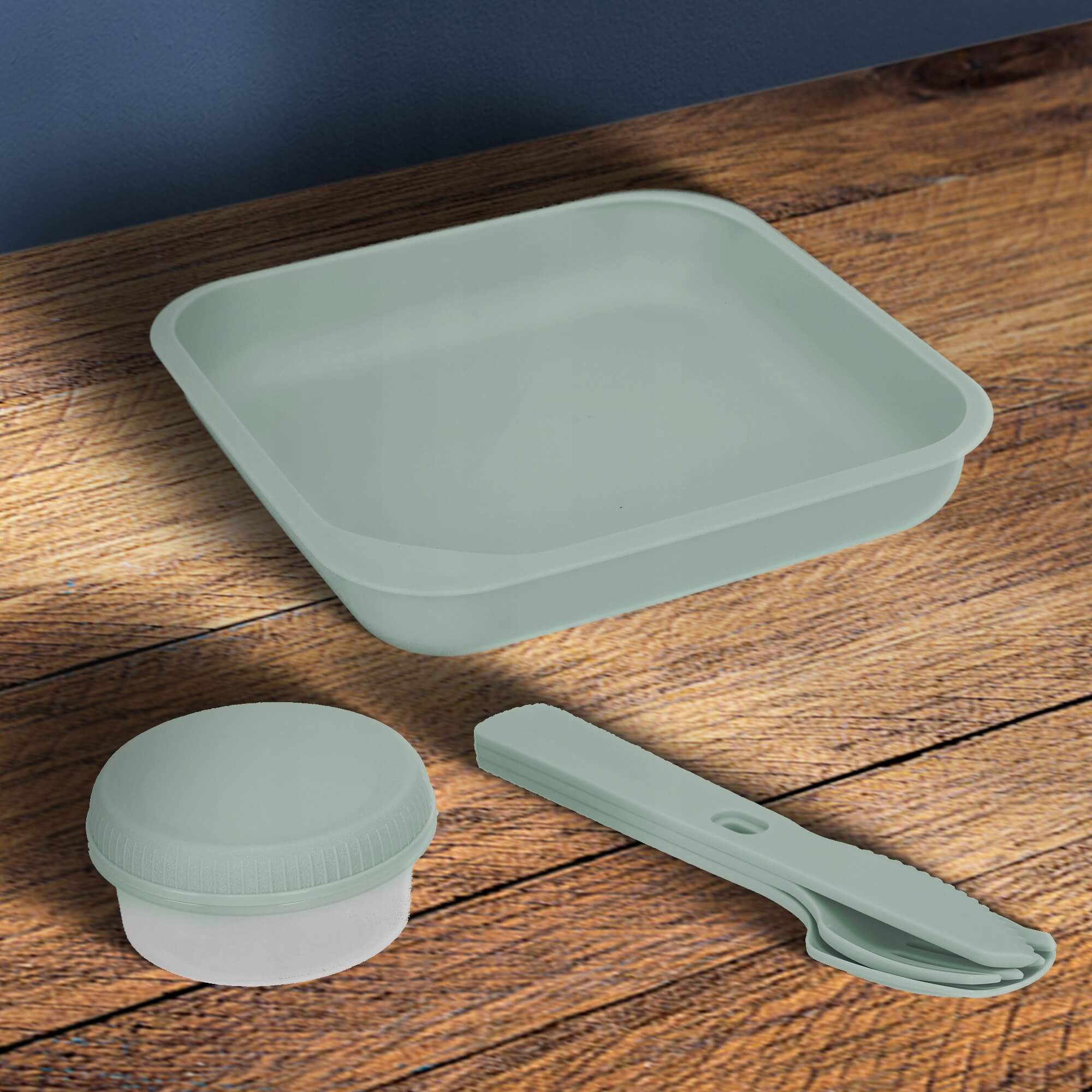 Pojemnik na żywność kwadratowy 1.1L To Go Lunch Kit, zielony