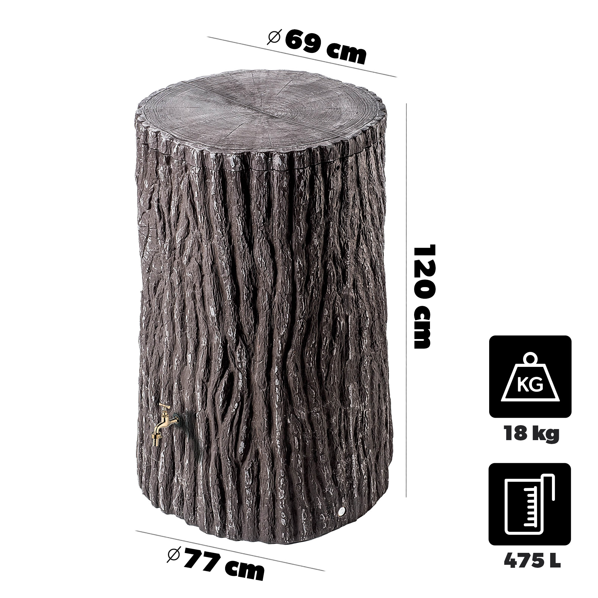 Zbiornik na deszczówkę Runco 475L z zestawem przyłączeniowym