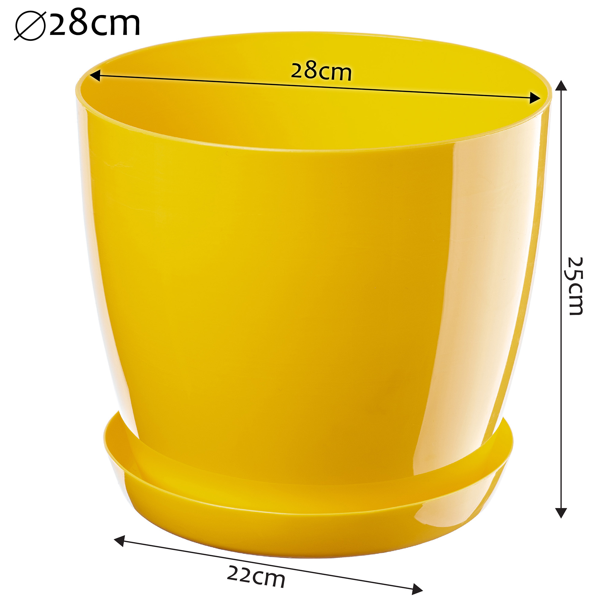 Doniczka na kwiaty z podstawką Agen 28cm żółty 3szt