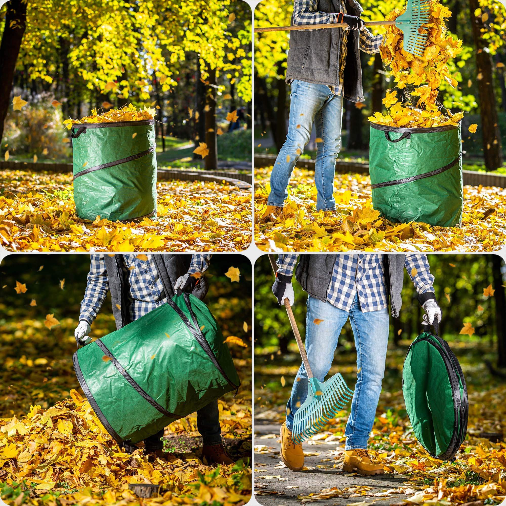 Składany kosz ogrodowy Vermenton 175L zielony