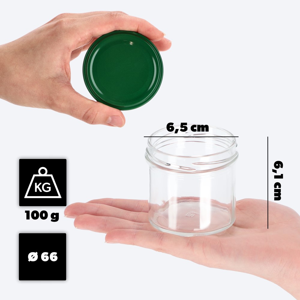 Słoiki Vigo 140ml 10szt 66mm + wieczko zielone
