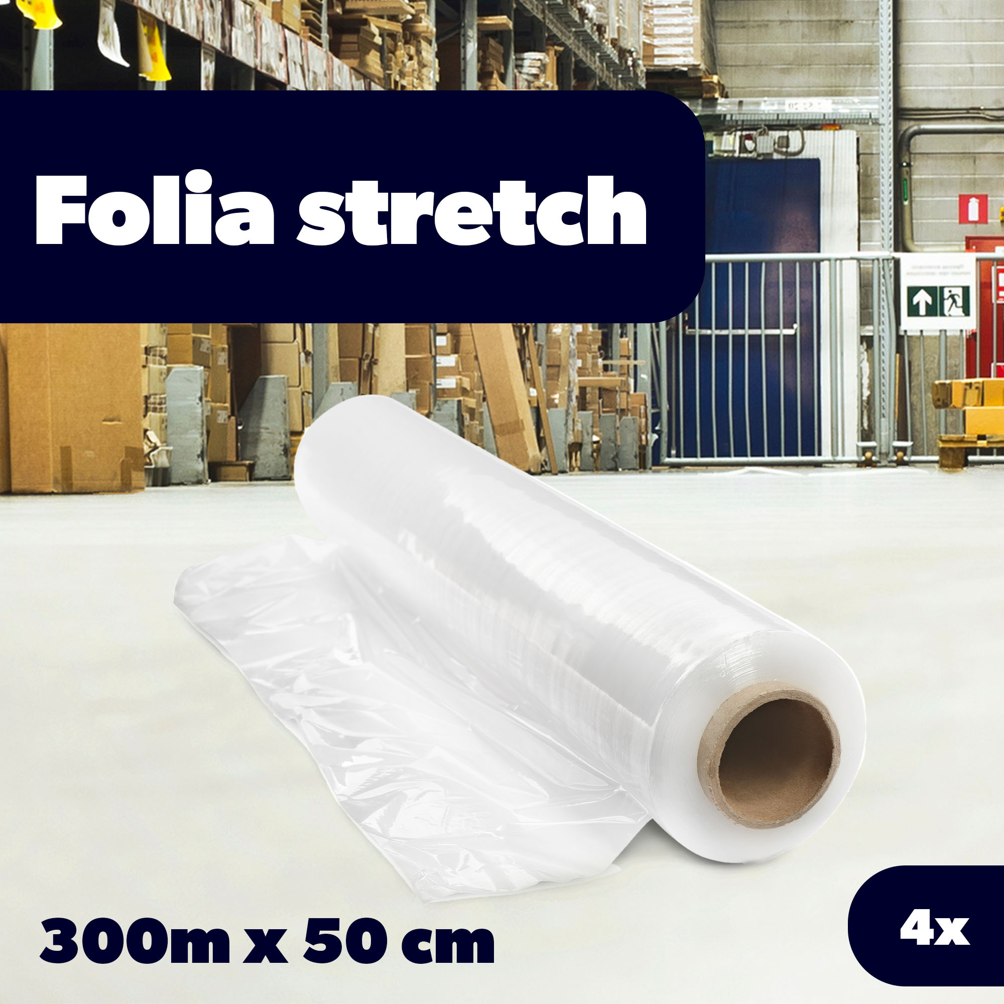 Folia stretch transparentna Chas, 4 szt 300m