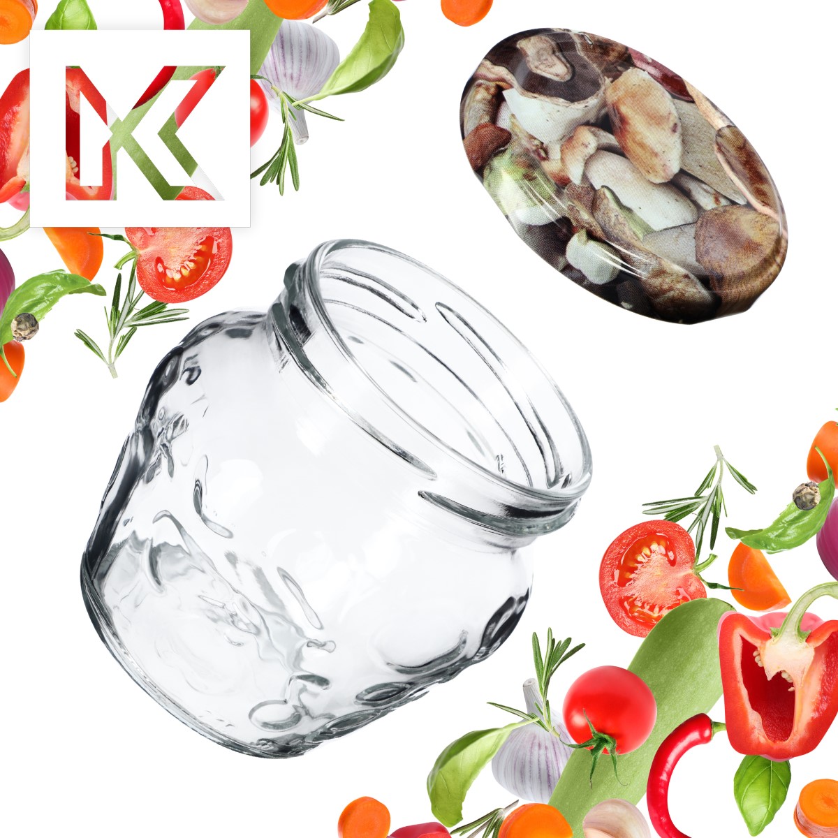 Słoiki Kemi 200ml 10szt 66mm + wieczka "Grzyby"