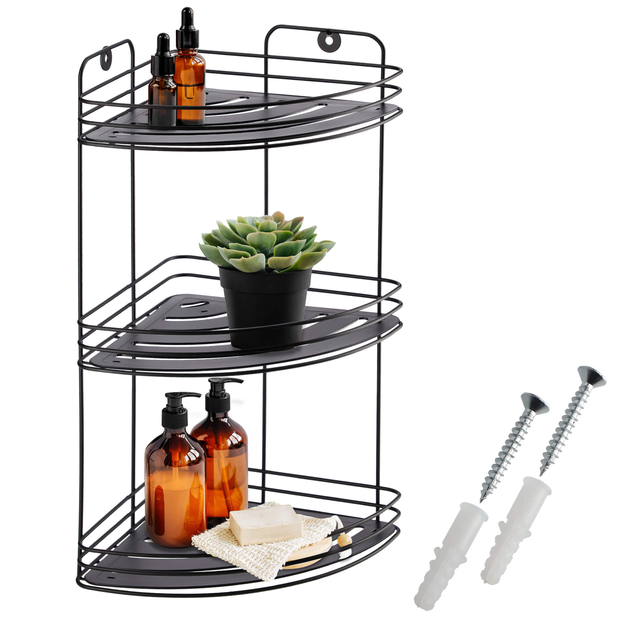 Półka łazienkowa narożna 40 x 20 cm, 3-poziomowa