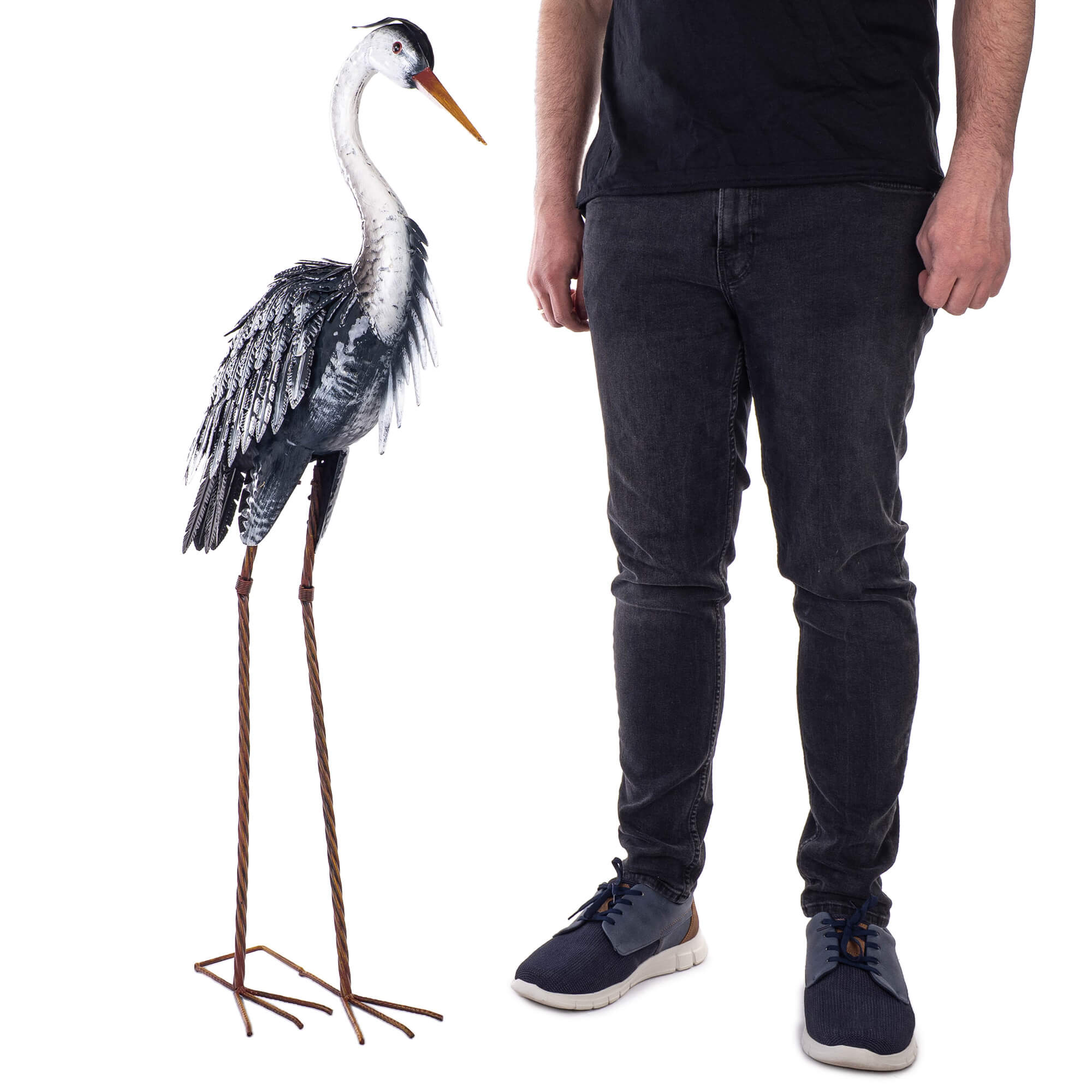 Figura ogrodowa Esson żuraw stalowa 110 cm