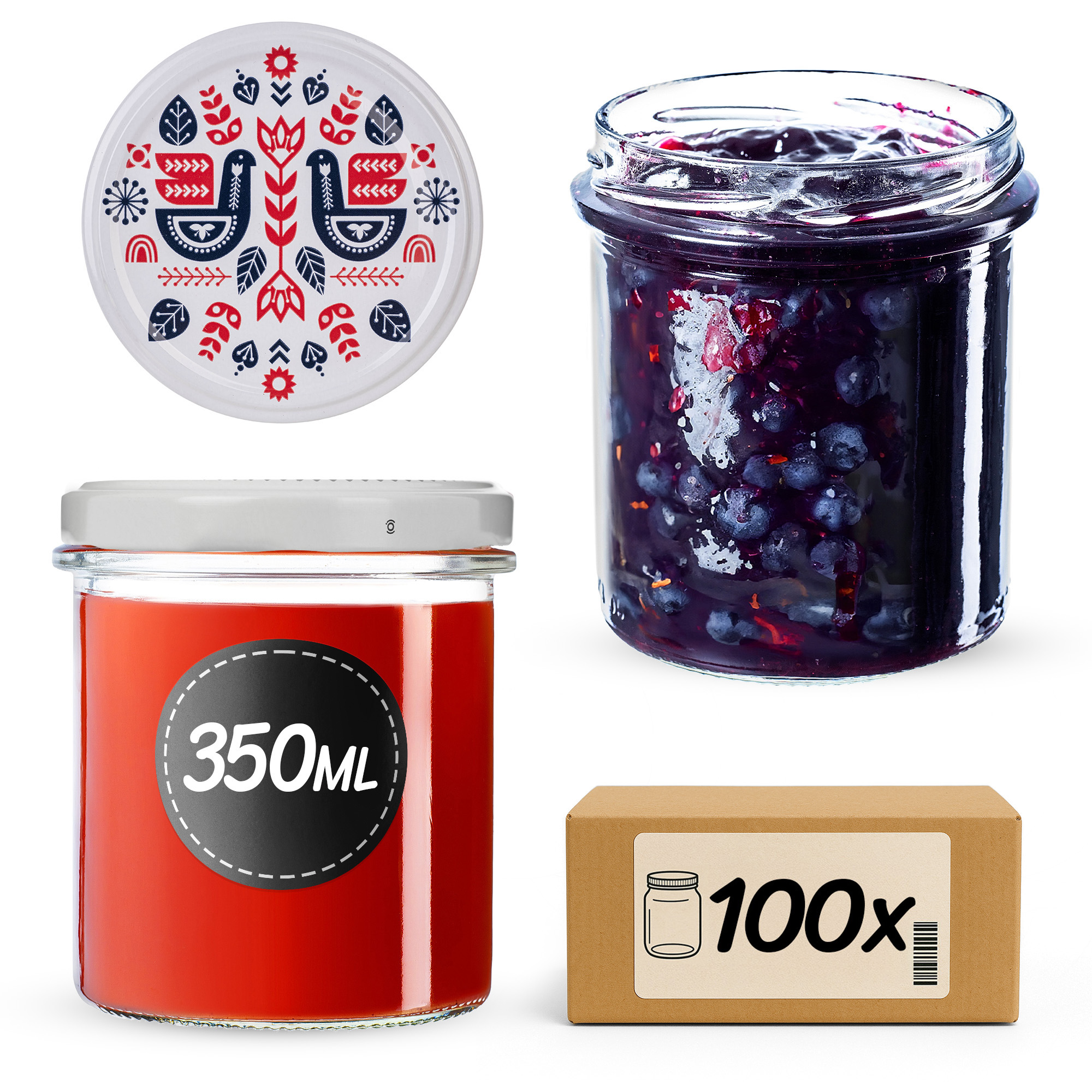 Słoiki na przetwory Avila 350ml fi82mm 100szt + wieczko Kurpie