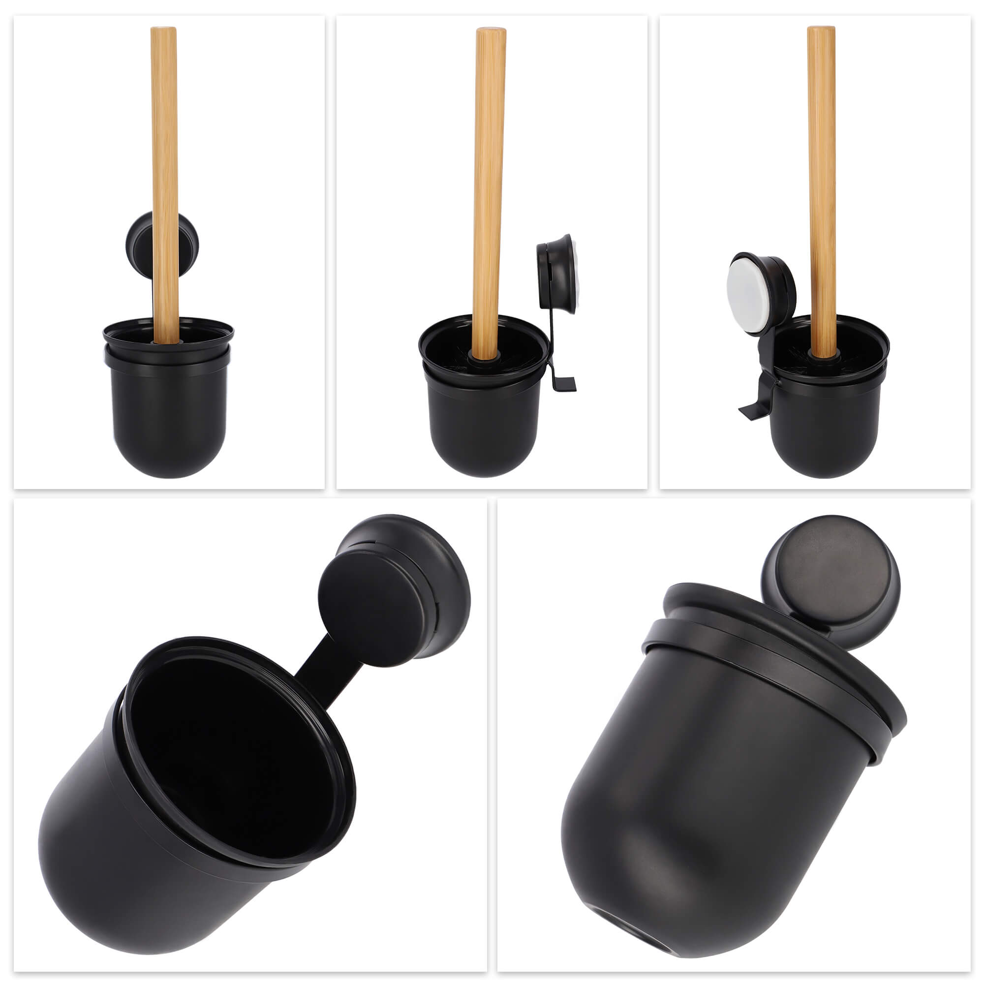 Szczotka do WC z przyssawką Faio 35 cm, czarna