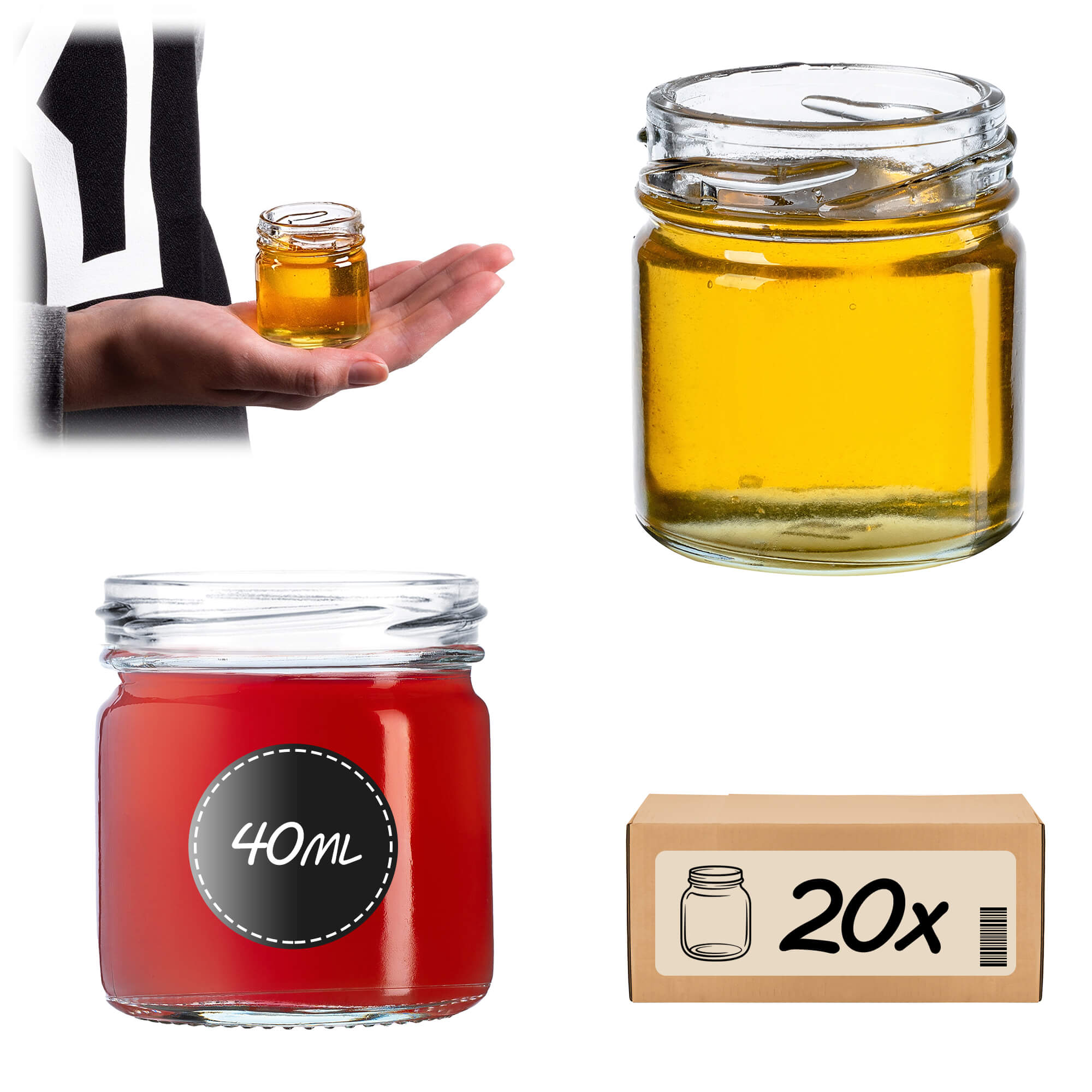 Słoiki na przetwory Halli 40ml 20szt 43mm bez wieczka