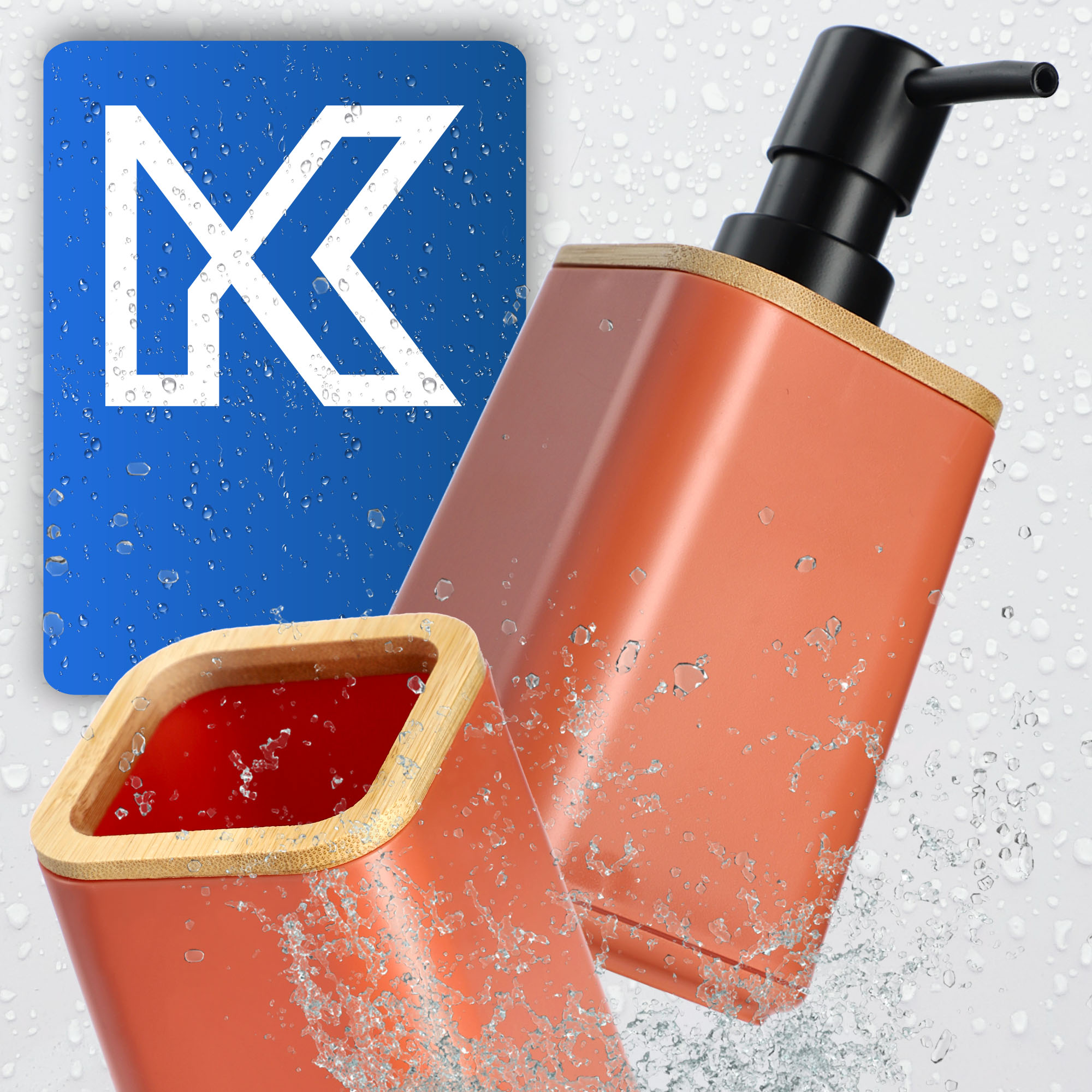 Zestaw Carrara Dozownik na mydło + Kubek łazienkowy, różowy