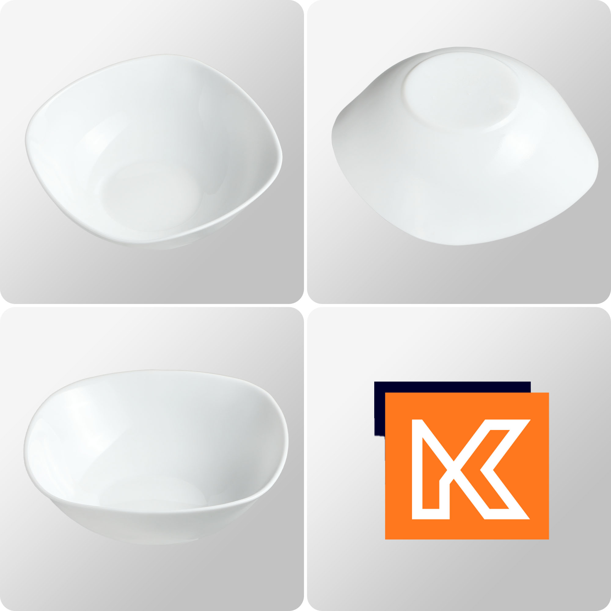 Salaterka szklana biała 16 cm, 3 szt.