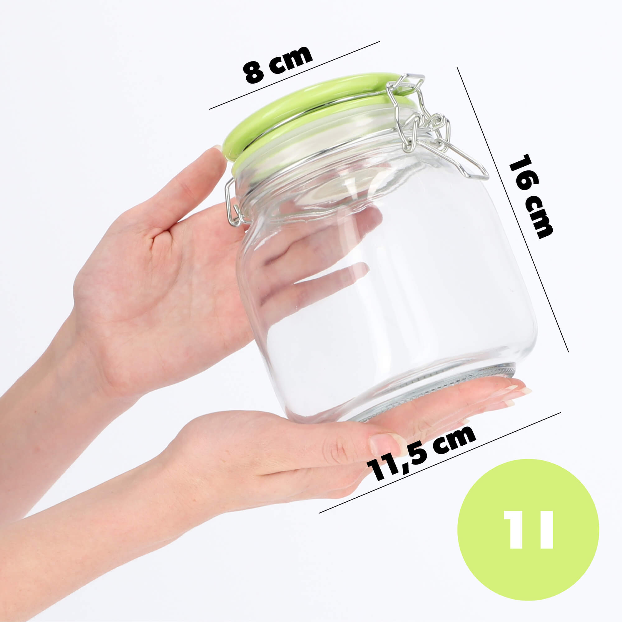 Słój hermetyczny z ceramiczną pokrywką 1L, zielony