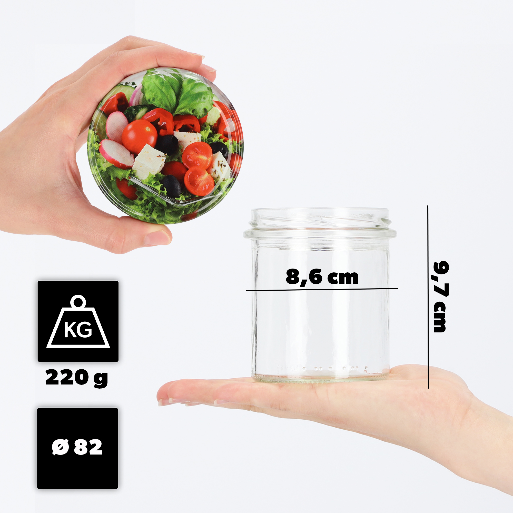 Słoiki na przetwory Avila 350ml 100szt 82mm + wieczka "Mix warzyw"