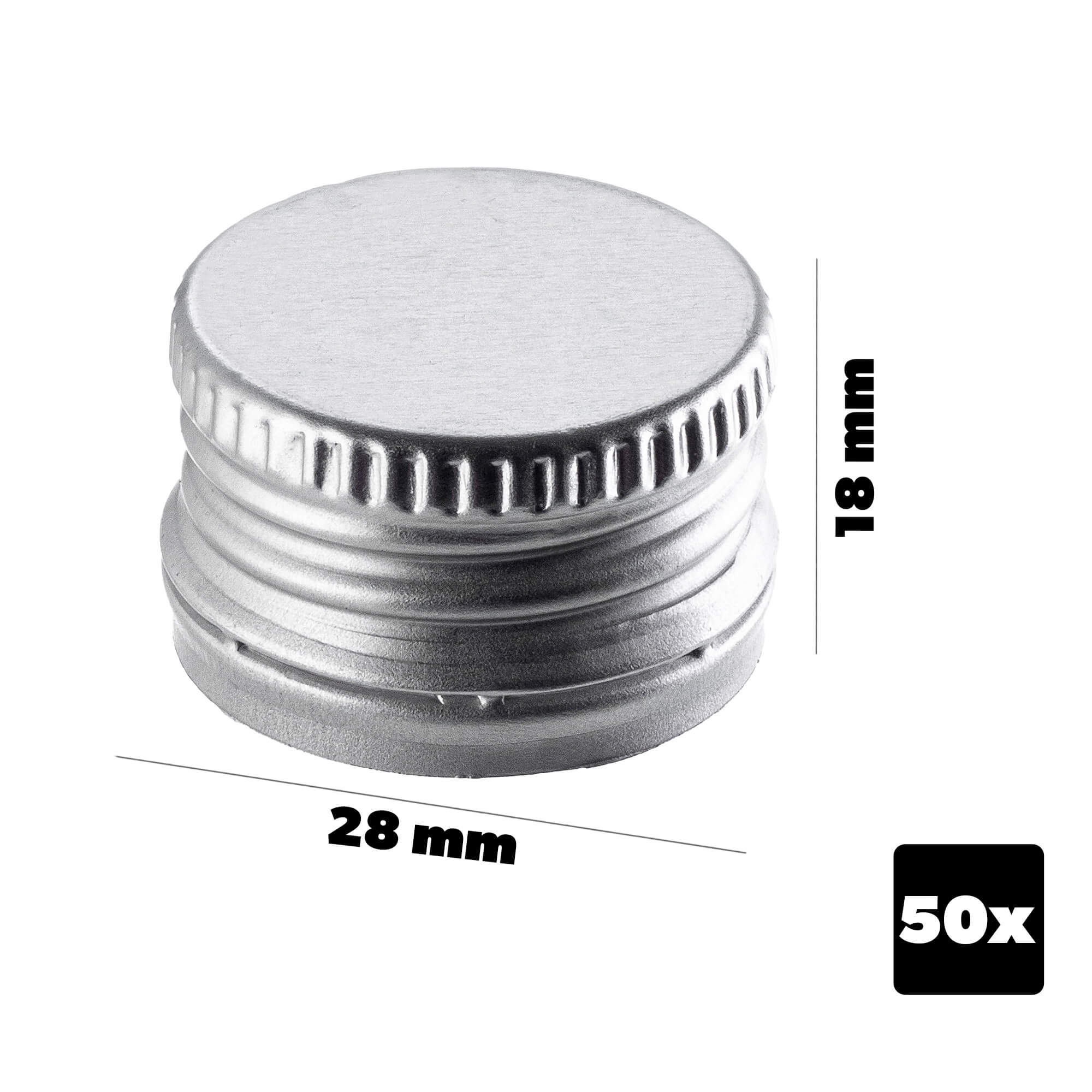 Aluminiowa zakrętka do butelek Annot fi 28mm srebrna 50 szt.