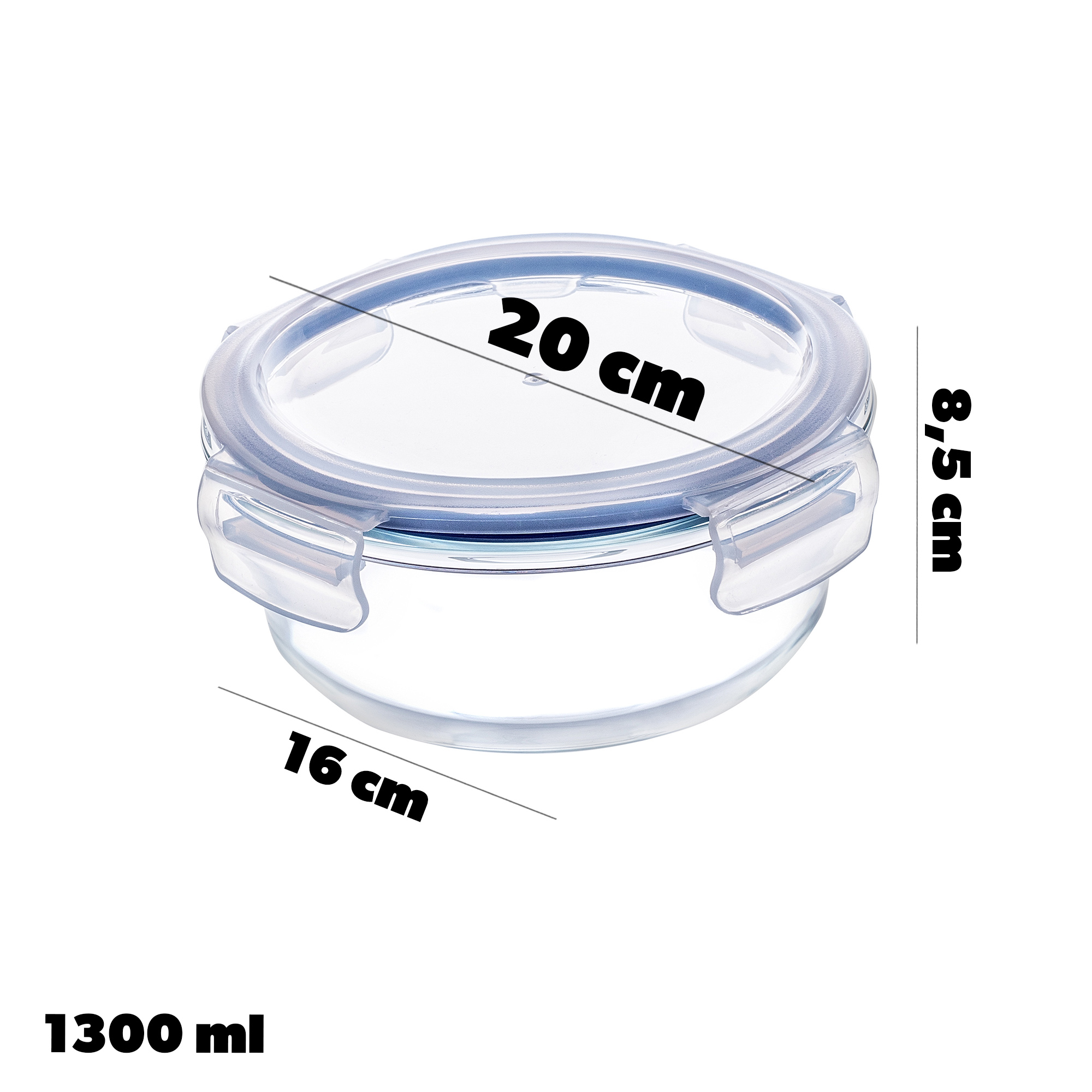 Szklany pojemnik na żywność Athie 1300ml okrągły