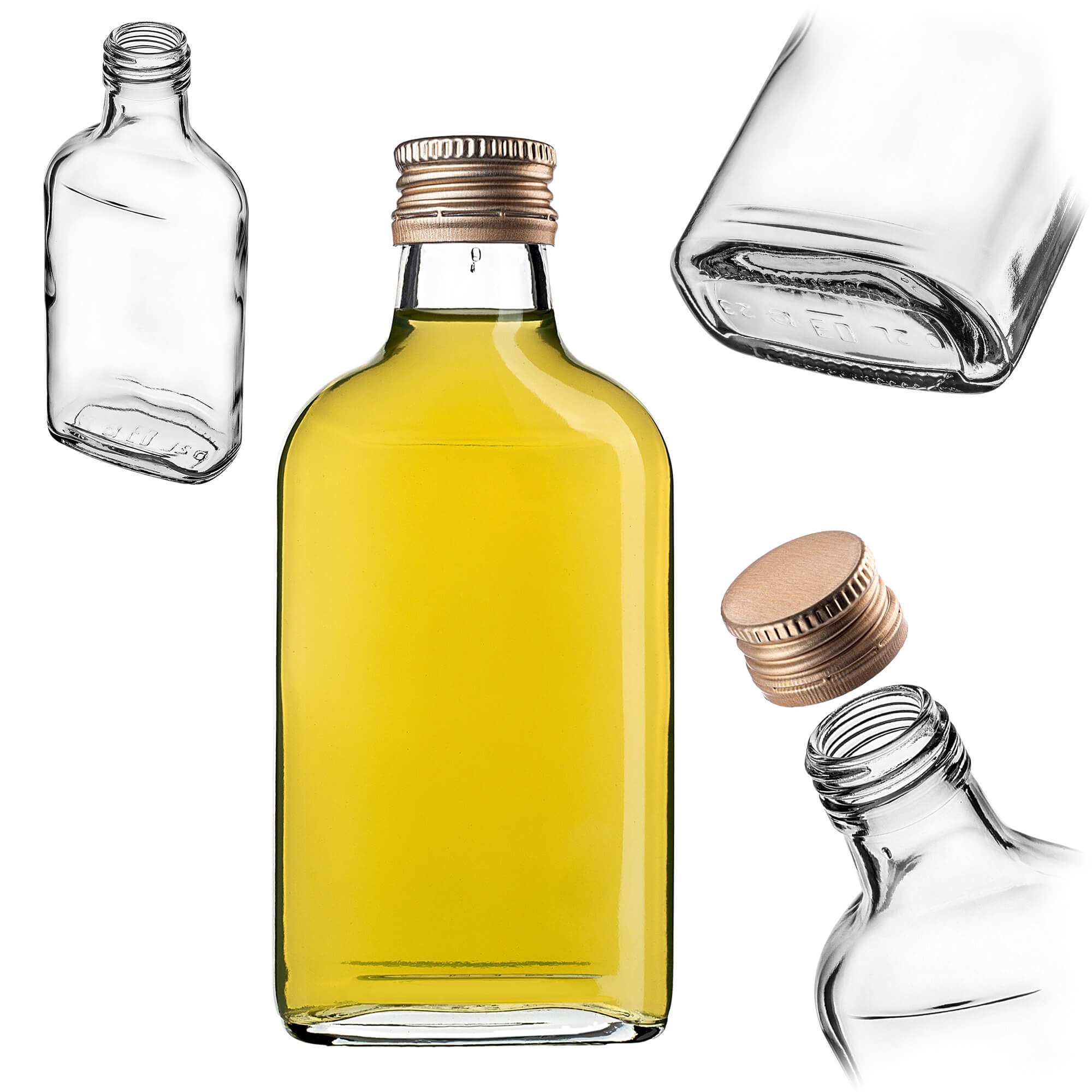 Butelka piersiówka Viane 200ml ze złotą zakrętką 1 szt.