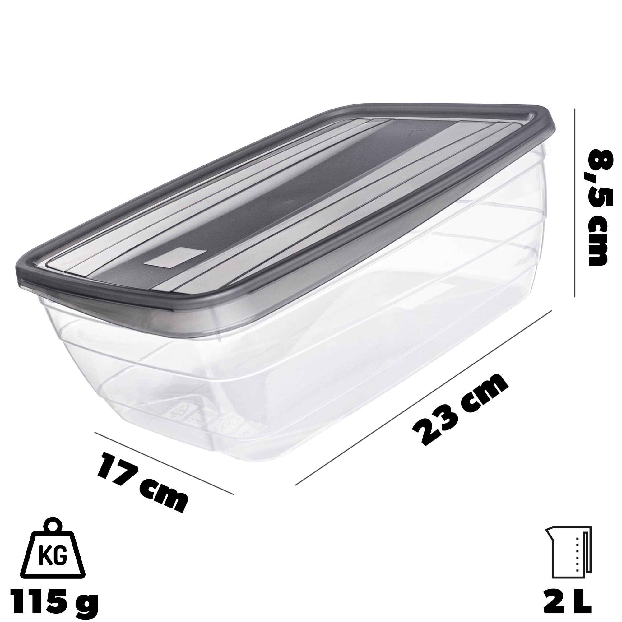 Pojemnik na żywność Curver Vedo 2L, szary