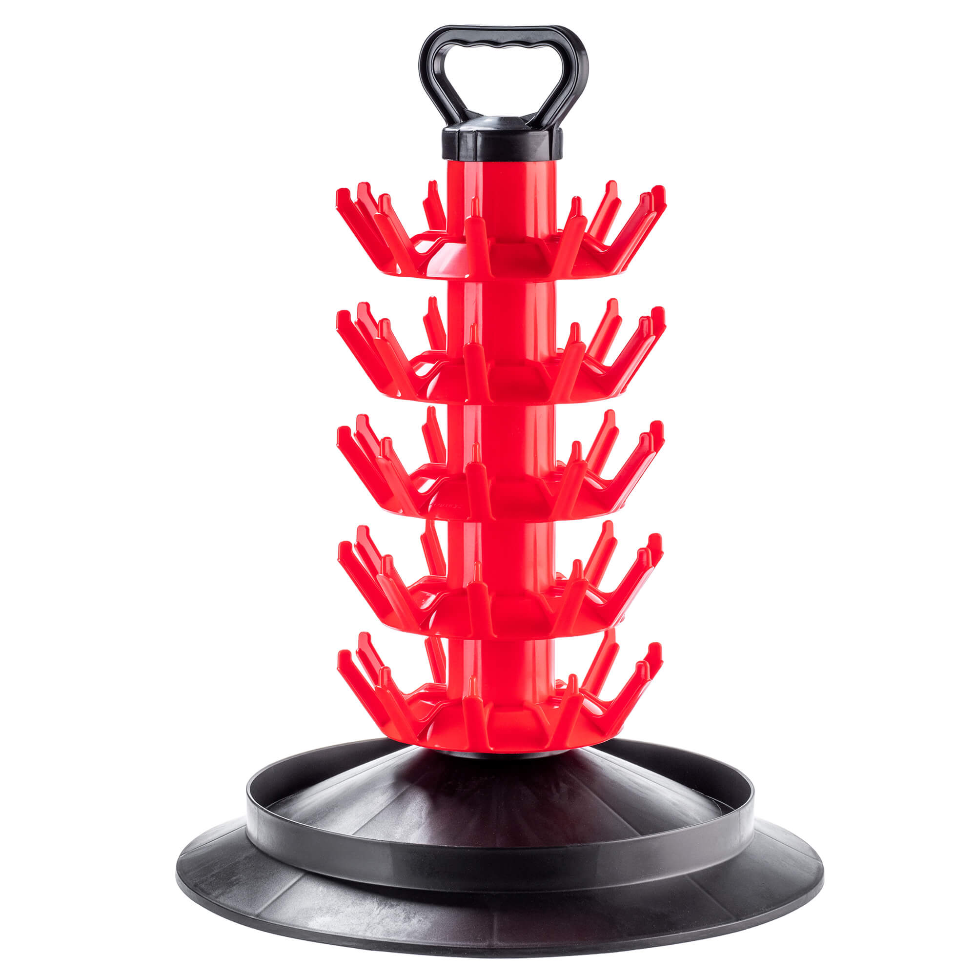 Suszarka ociekacz do butelek Nusco na 50 sztuk z uchwytem czerwony