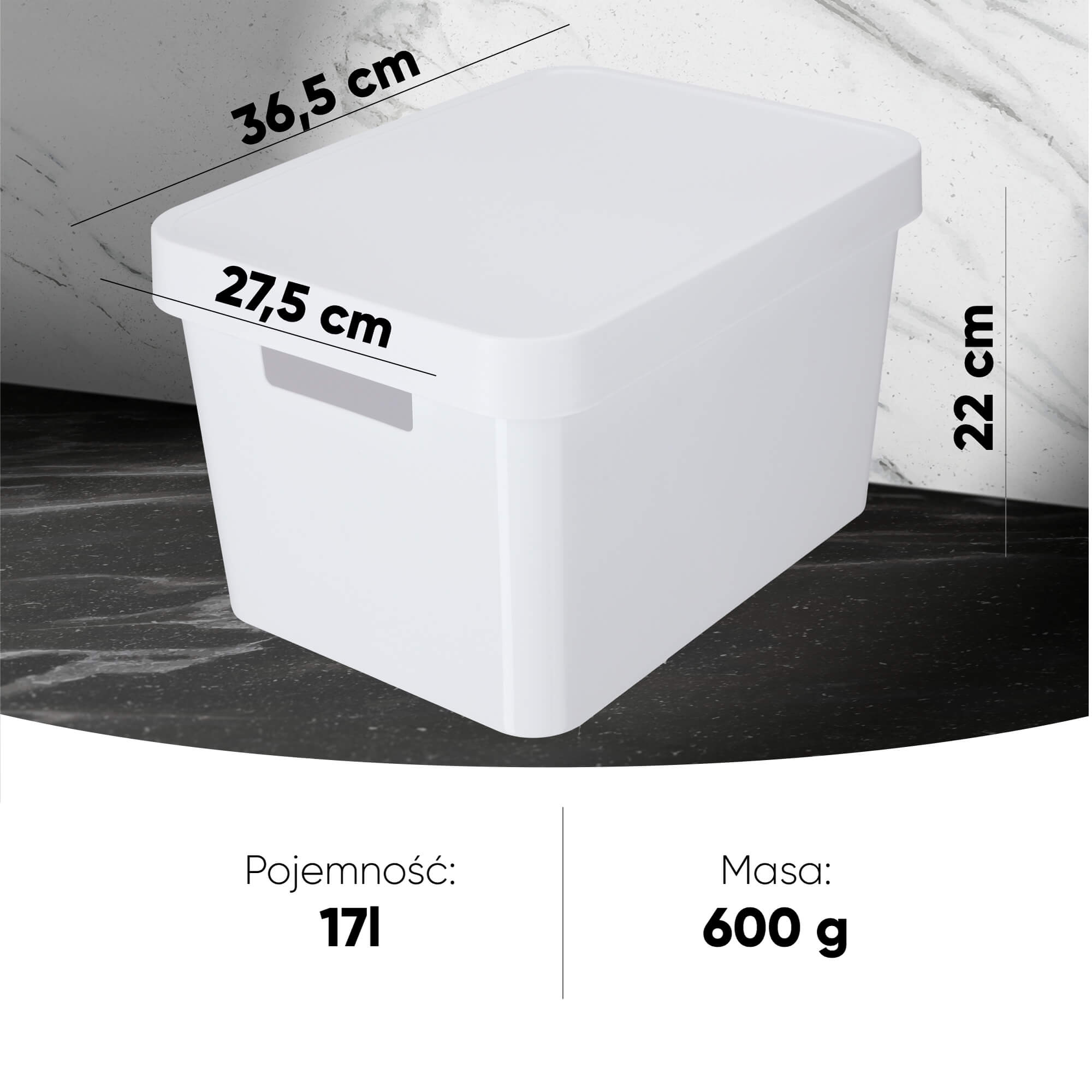 Pojemnik z pokrywką Curver Infinity 45L, biały