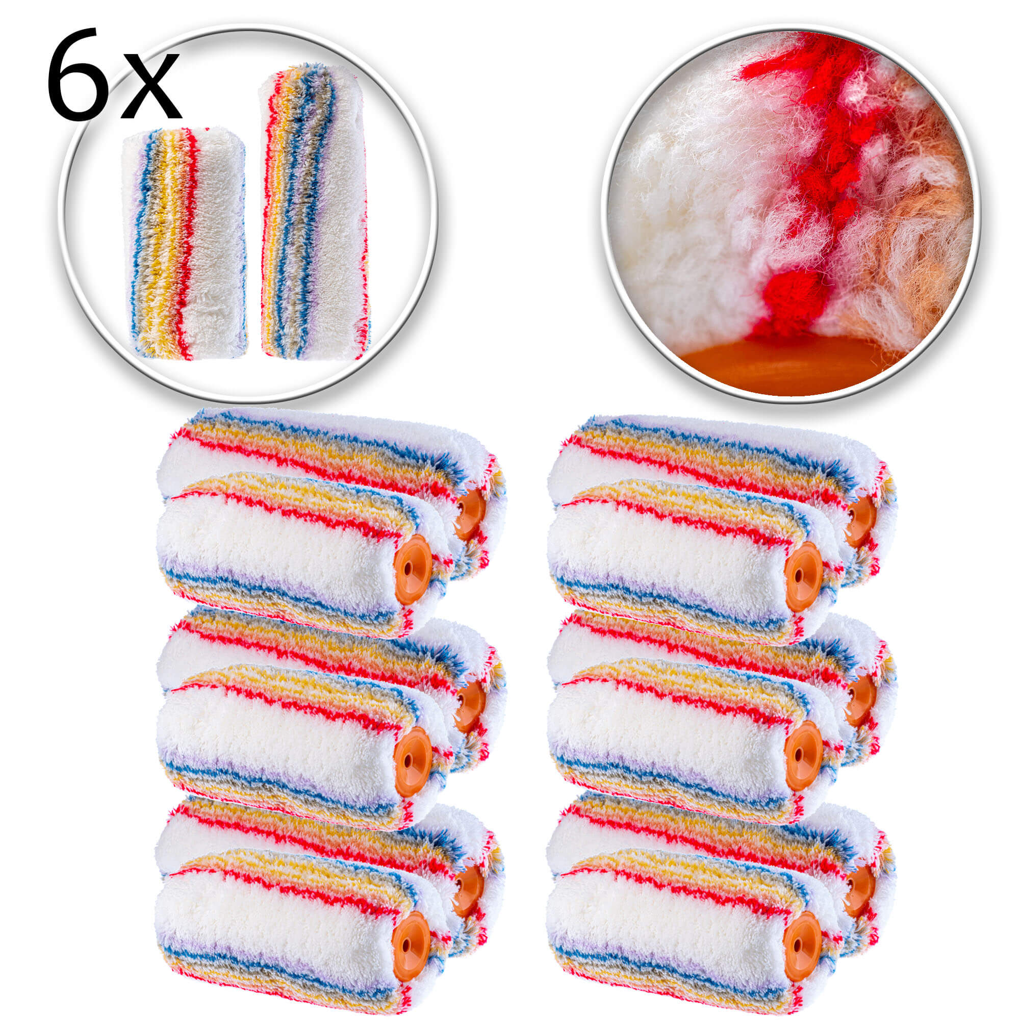 Wałki malarskie Paxson kolorowe paski 20 + 25 cm x 6 szt.