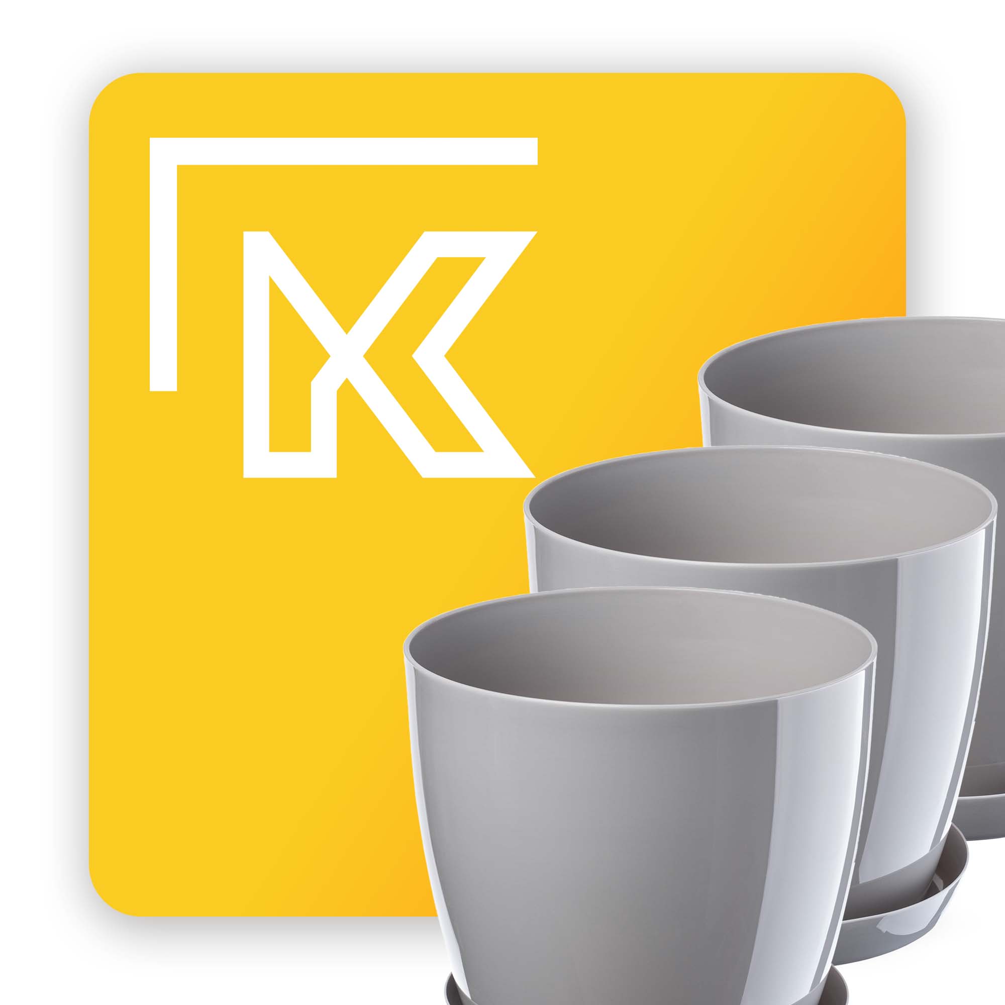 Doniczka Agen z podstawką szara 18 cm, 3 szt.