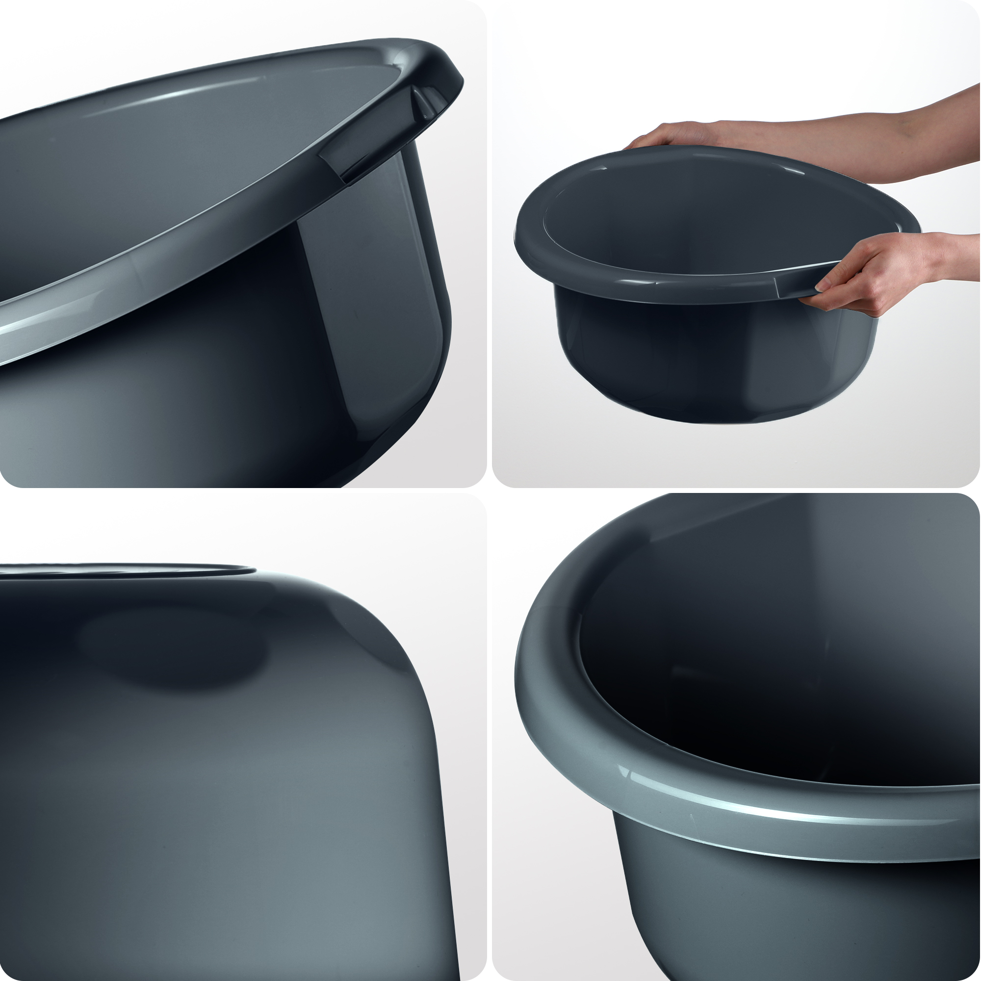 Miska łazienkowa z uszami Lari 15L ciemny szary