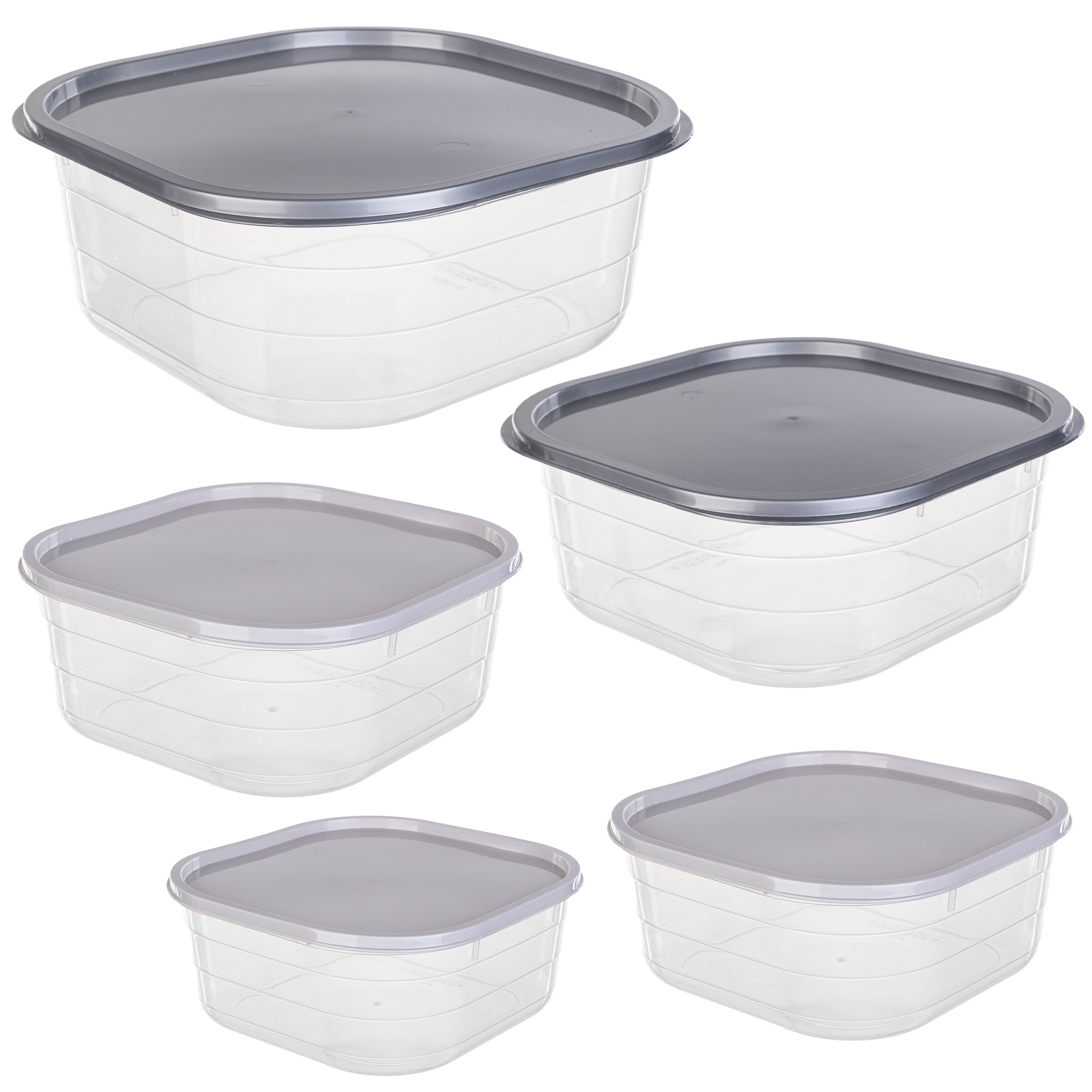 Pojemniki na żywność Reus kwadratowe 5szt, czarne