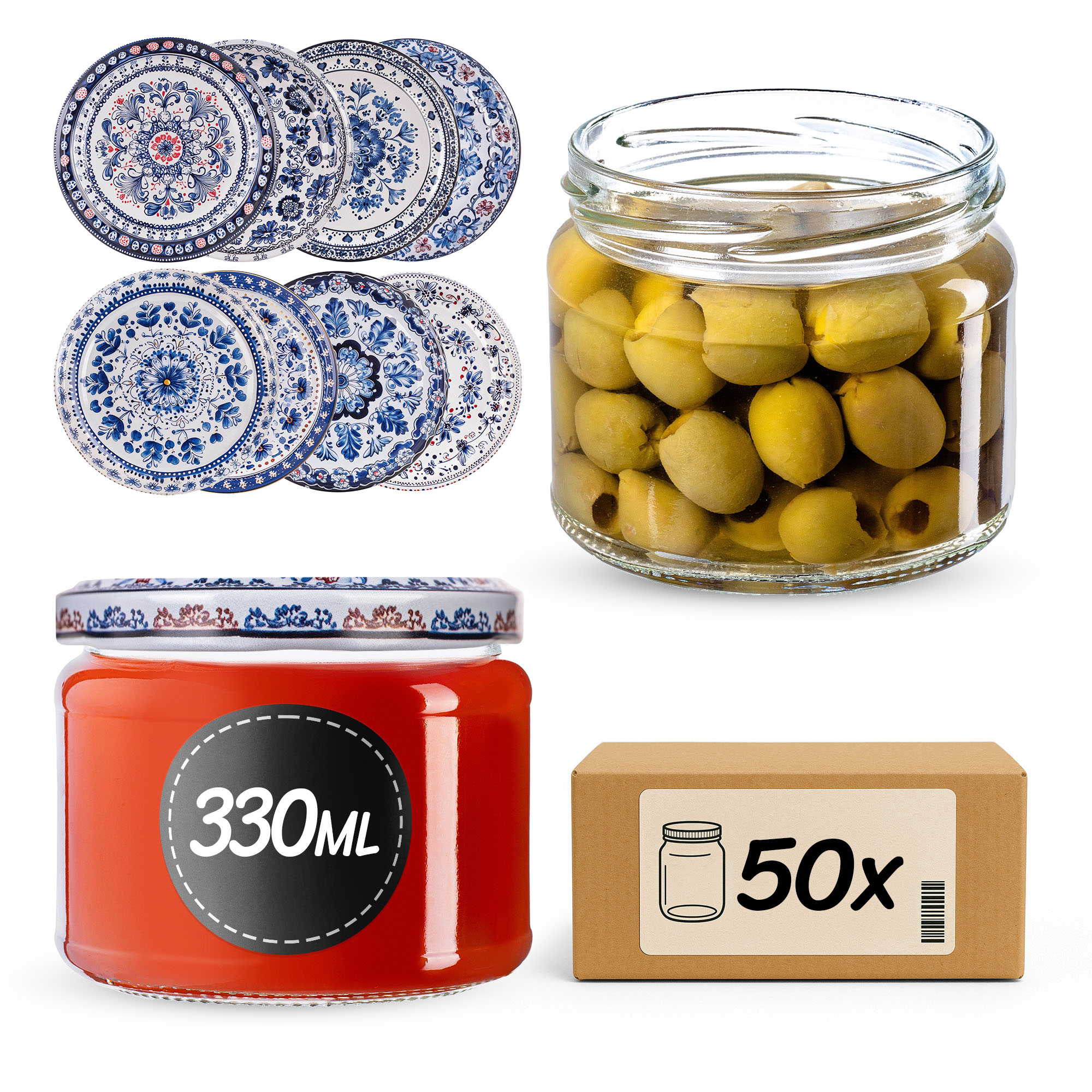 Słoiki na przetwory Sonka 330ml fi82mm 50szt + wieczko Bolesławiec