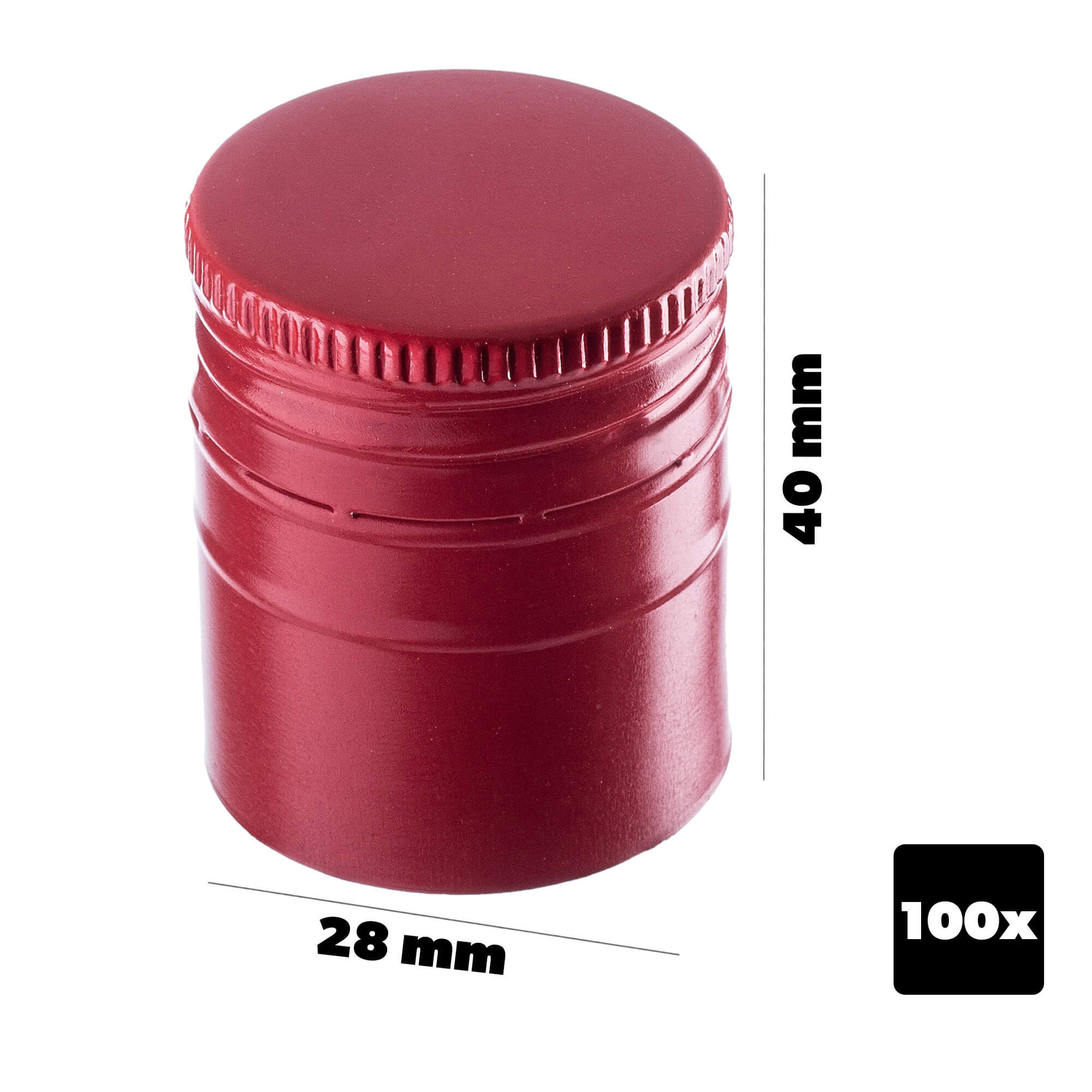 Aluminiowa zakrętka do butelek Annot fi 28mm długa czerwona 100 szt.