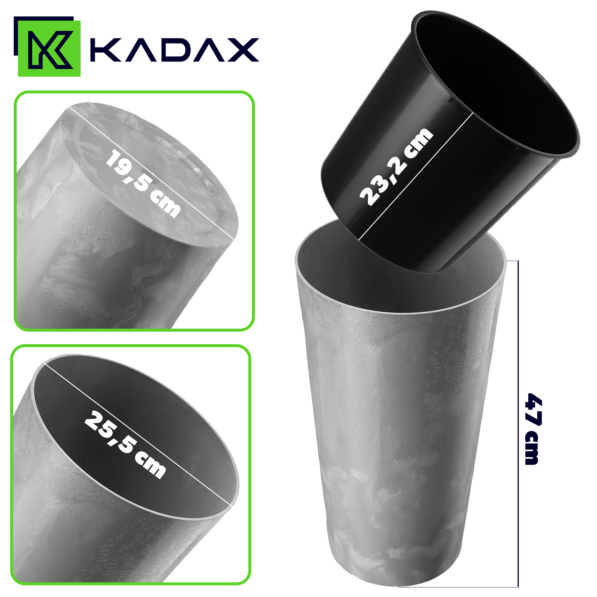 Doniczka na kwiaty Merag 26cm szary beton