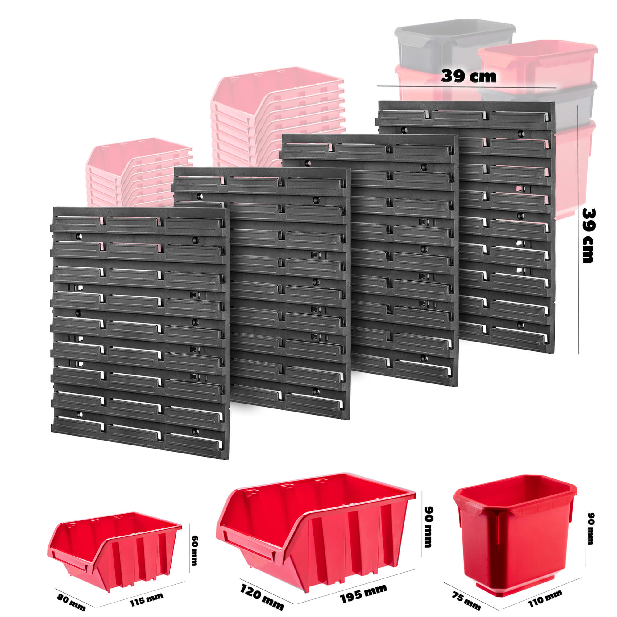 Tablica warsztatowa Lokke 78x78cm 45 elementów czerwona