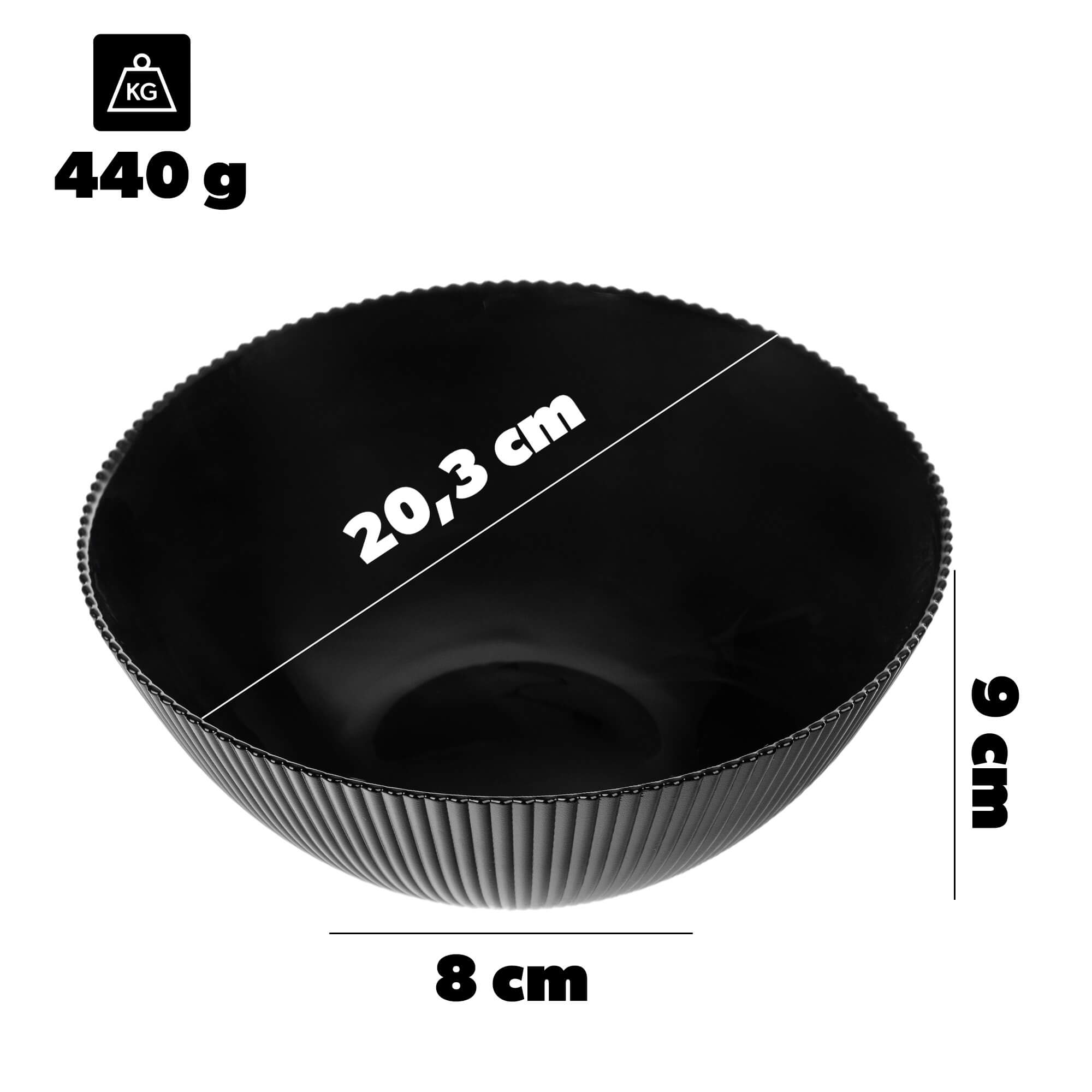 Salaterka szklana Regno 20.3 cm czarna 6 szt.