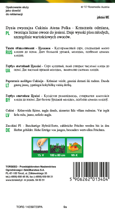 Dynia zwyczajna - Cukinia Atena Polka F1 2g