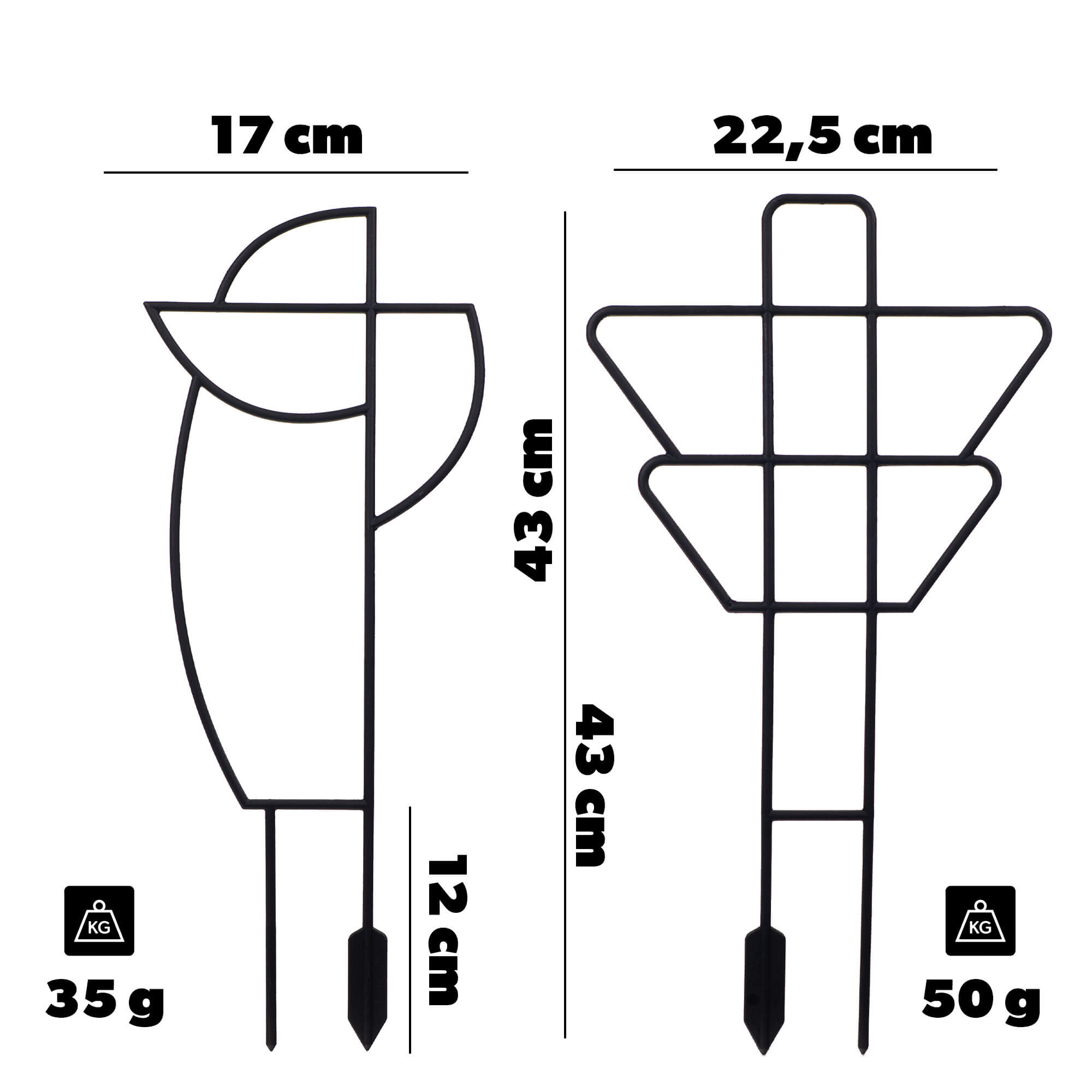 Podpórki do roślin Cerreto geometryczne 43 cm czarne