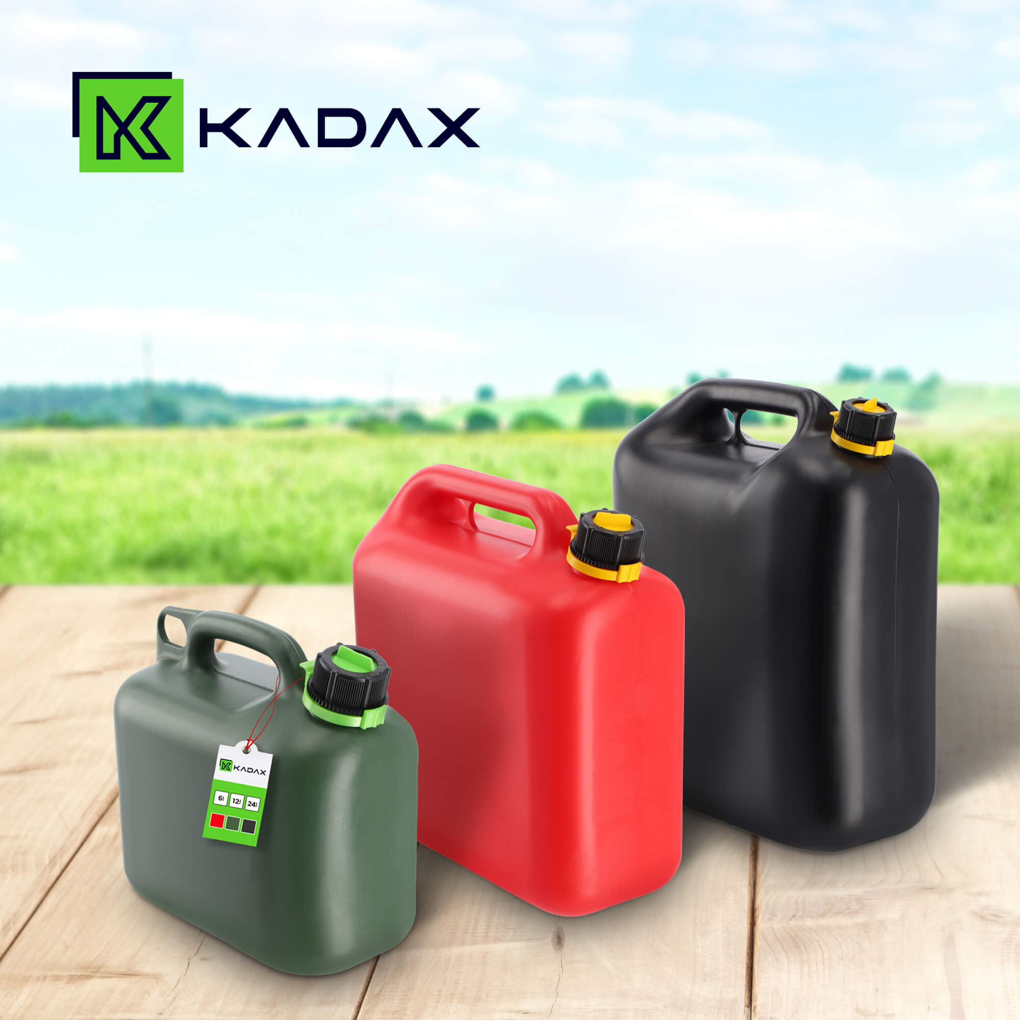 Kanister na paliwo + lejek 12L, czerwony