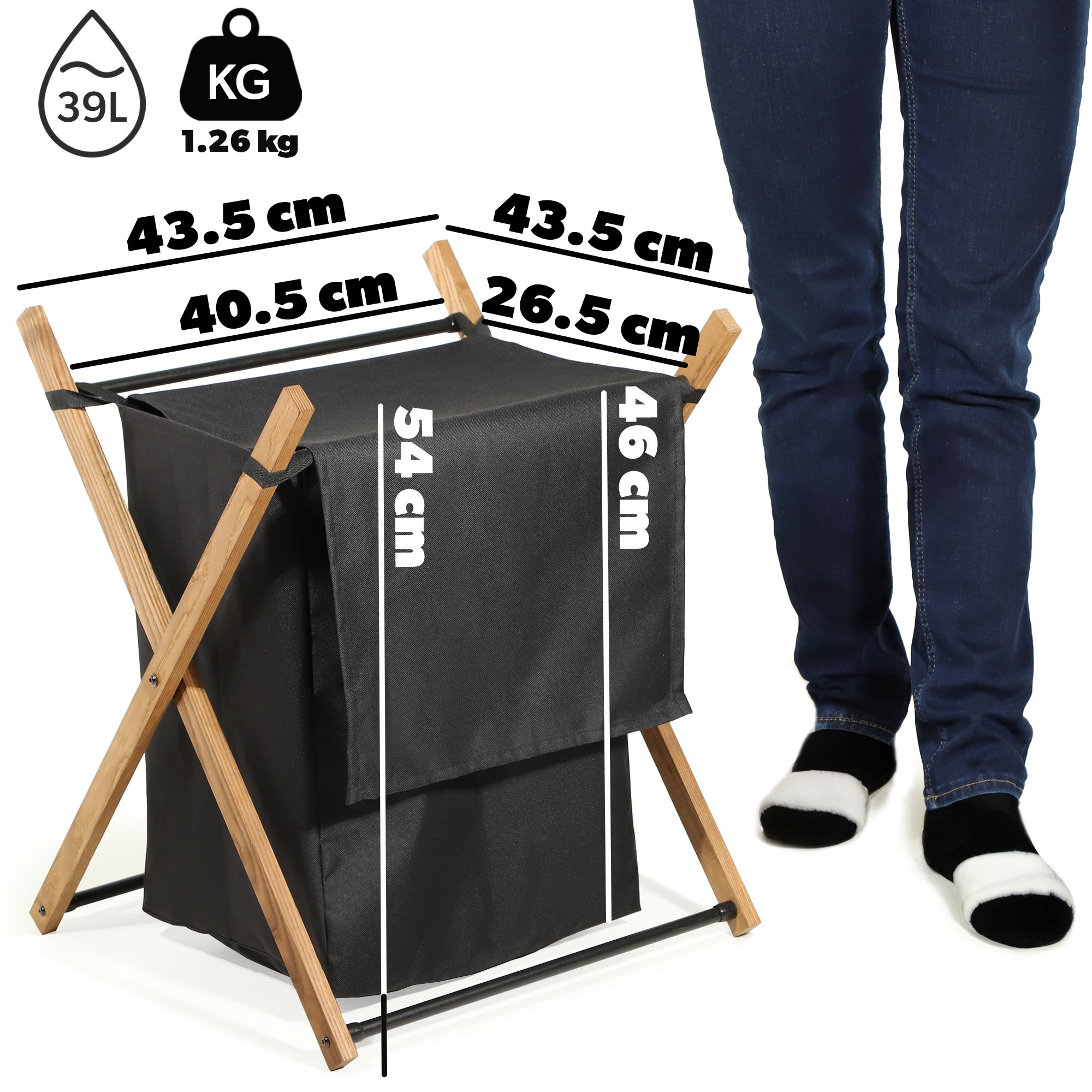 Kosz na pranie Ally 39L czarny