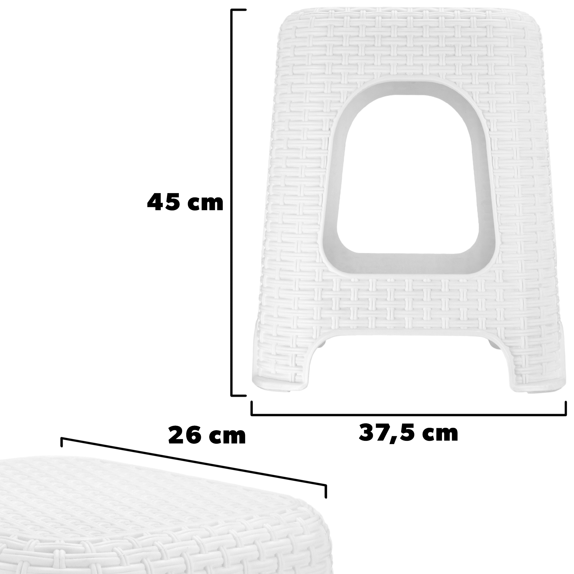 Taboret rattan 45 x 26 cm biały, 2 szt.