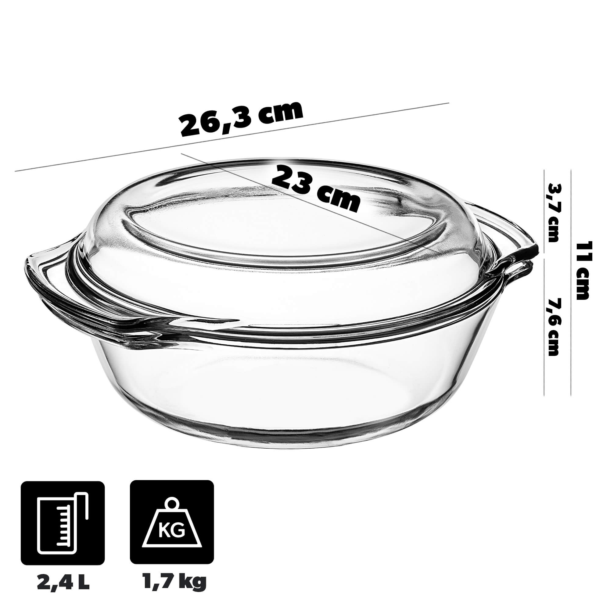 Naczynie żaroodporne 2.4L, okrągłe